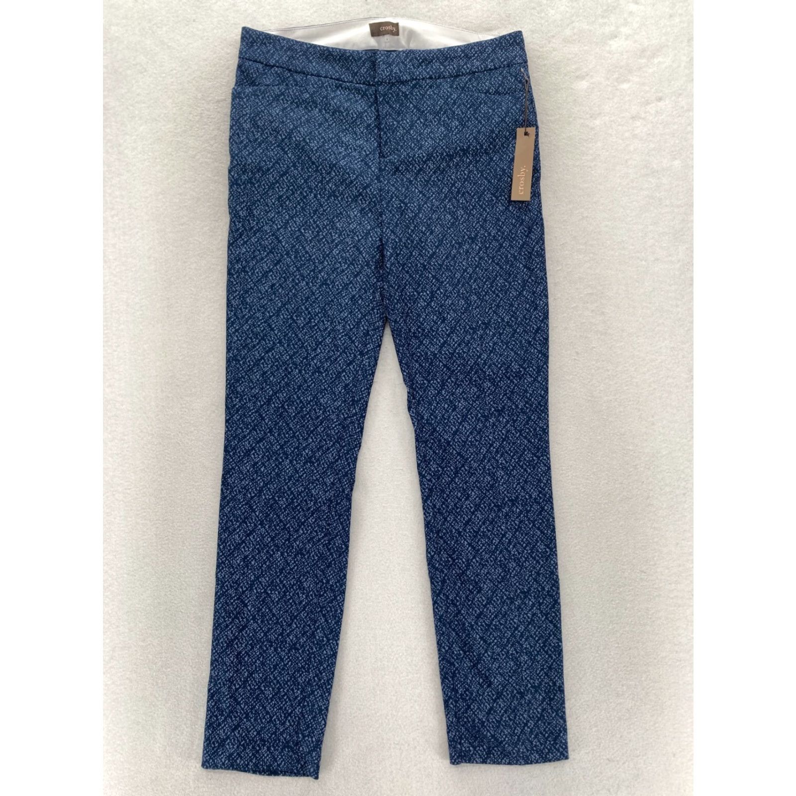 Vintage Crosby Madison Ankle Pants Women's 8 Navy Blue White Print Slim Leg Low Rise NWT Size 30" / US 8 / IT 44 - 2 Thumbnail