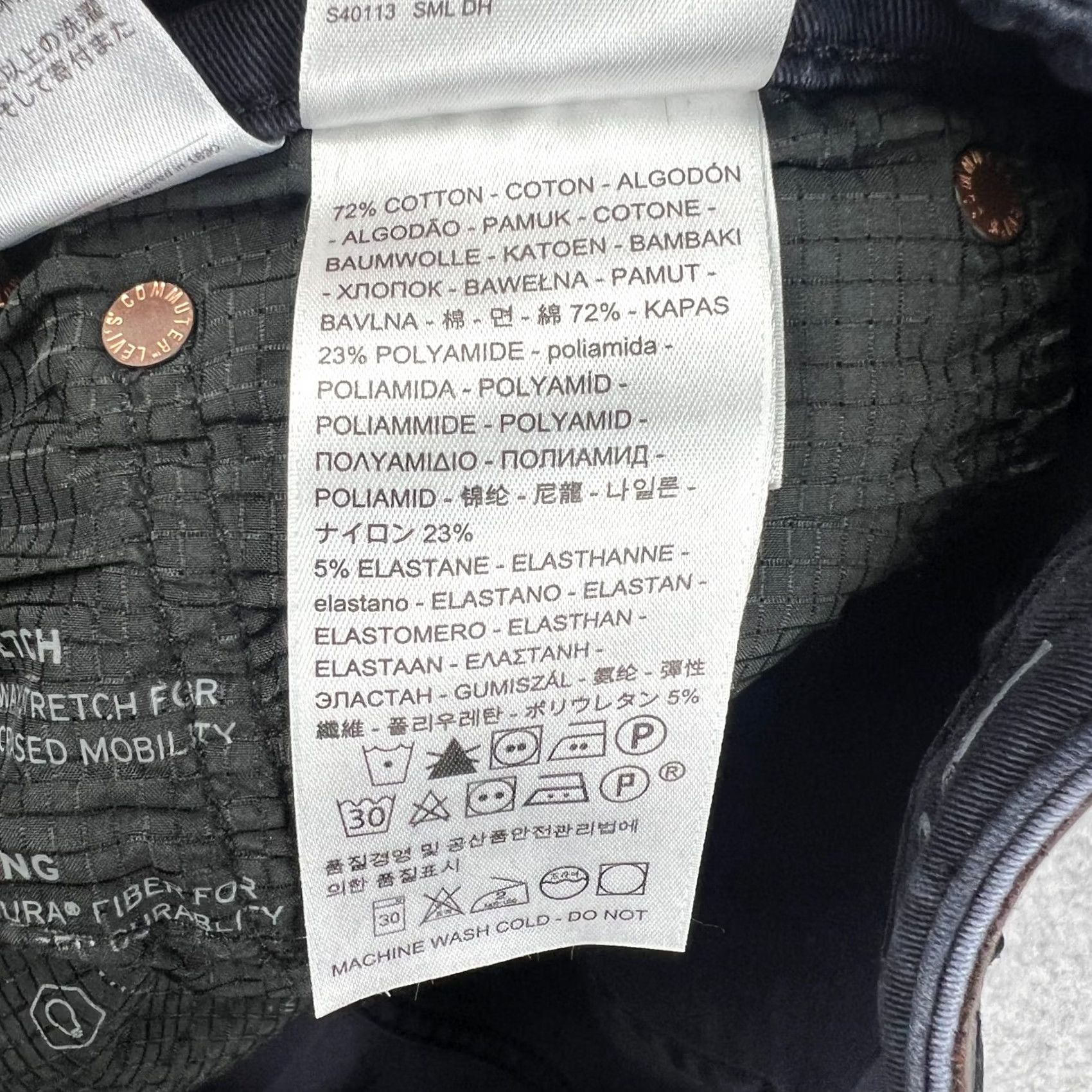 Levi's VINTAGE? No. Levis Commuter Pro Cordura Reflective Pants Cycling Stretch 33x31 Mens Blue Size US 33 - 4 Thumbnail