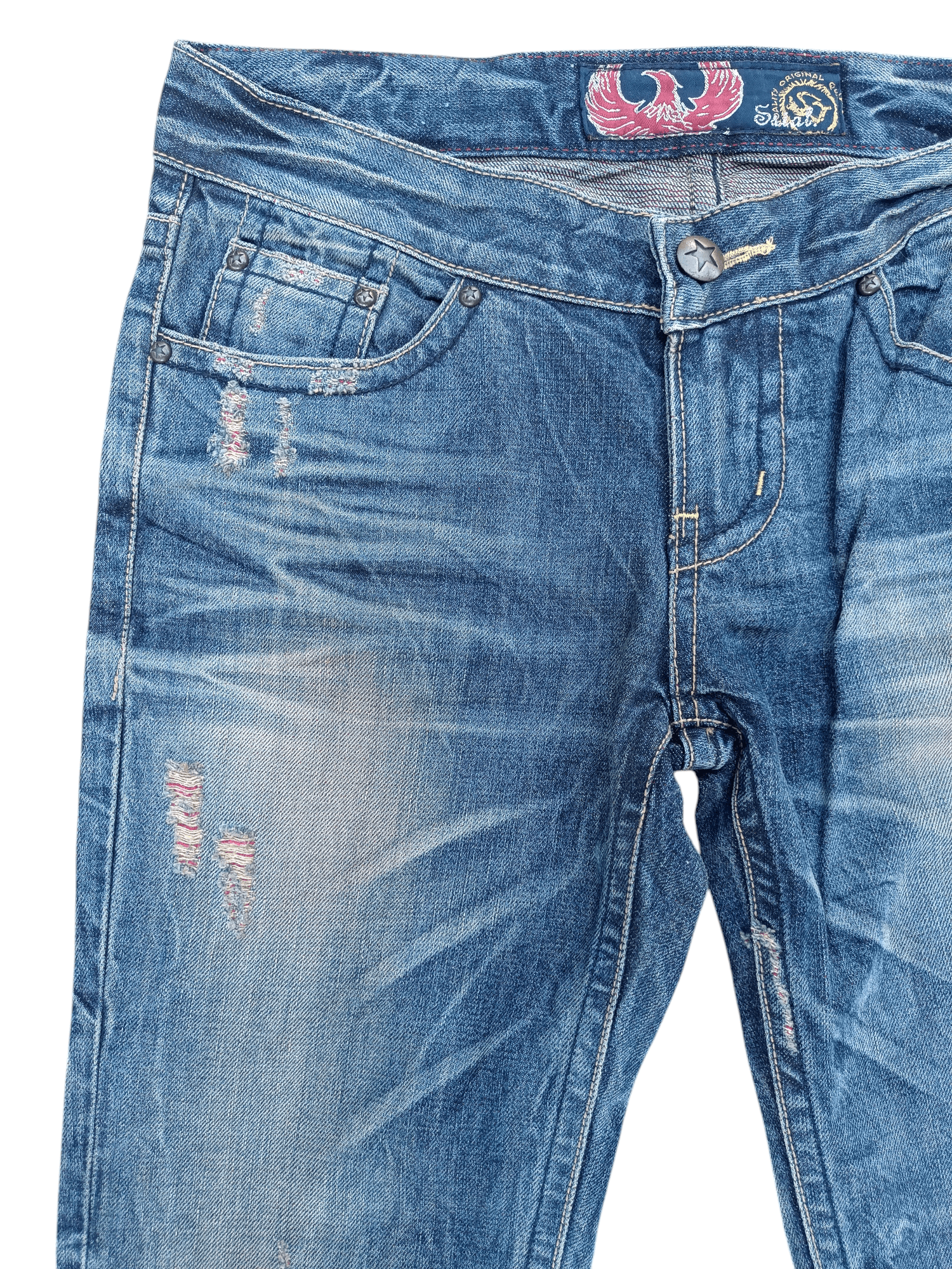 If Six Was Nine × Jean × Tornado Mart VTG Flare Jeans Japan Redpepper Distressed Whiskers Denim Size US 35 - 9 Thumbnail