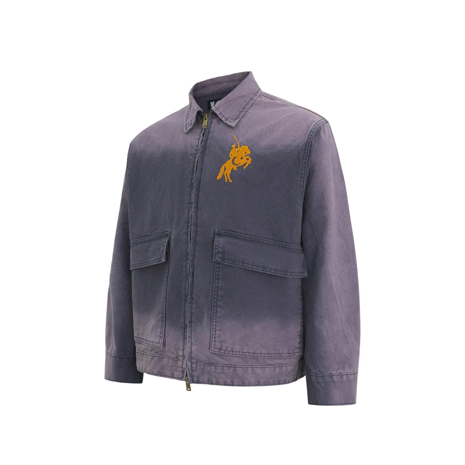 Japanese Brand Vintage y2k Purple Washed Cotton Work Zip-Up Jacket Size US M / EU 48-50 / 2 - 3 Thumbnail