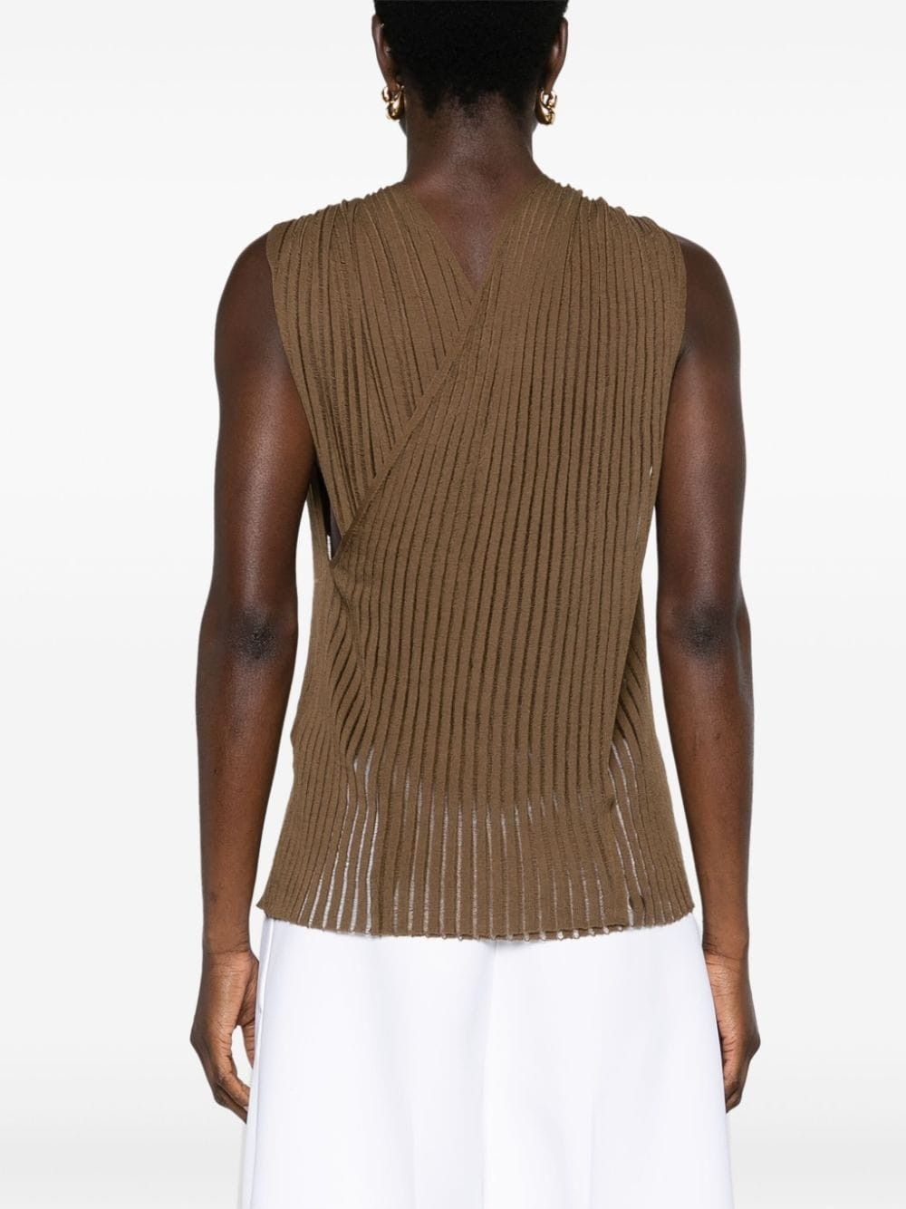 Saint Laurent Paris o1la1rc1a0425 786492 Top Dos Croise Coton Cote Ajou Top Size M / US 6-8 / IT 42-44 - 4 Thumbnail
