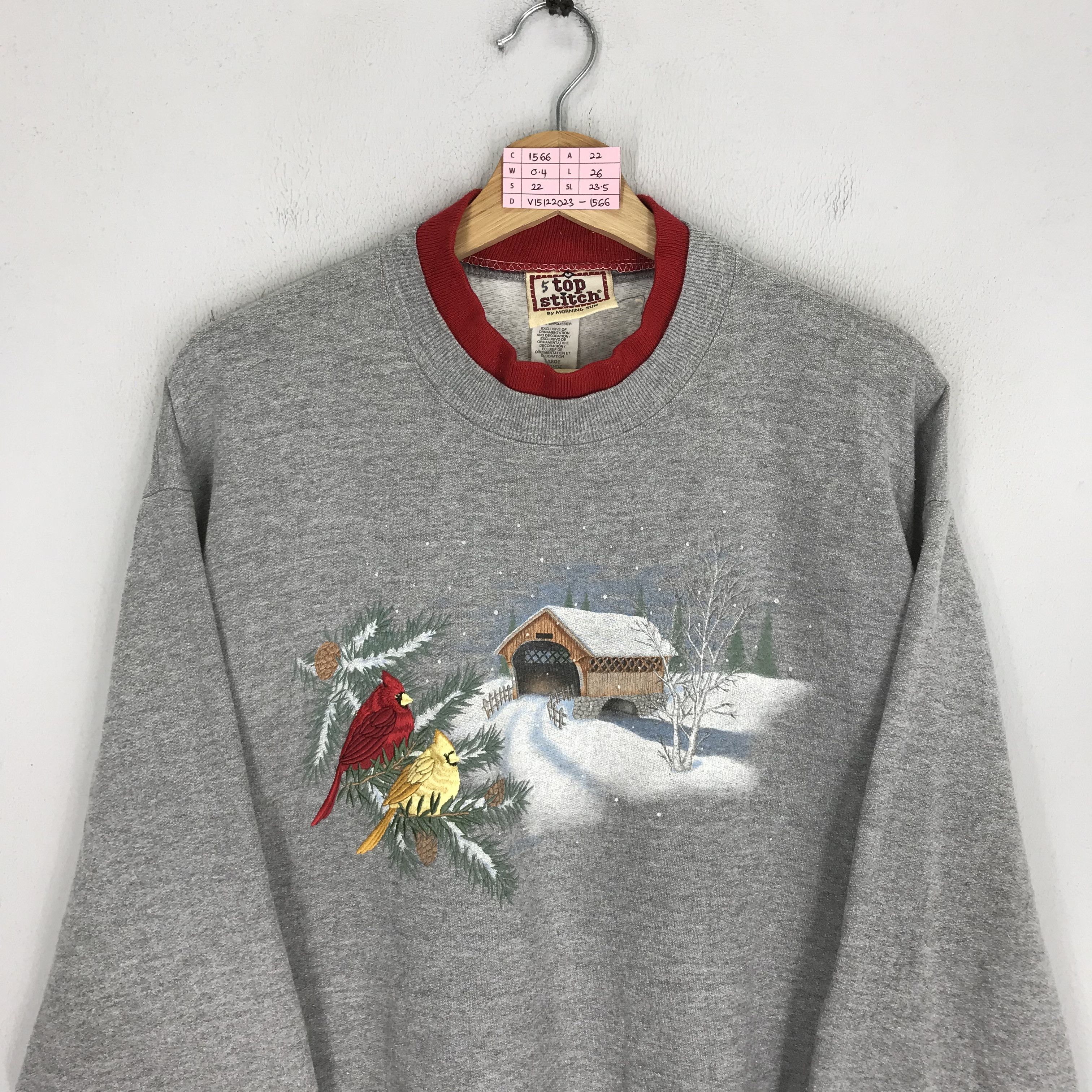 Arts & Science Vintage 90s Morning Sun Cardinal Bird Snow Sweater Size US L / EU 52-54 / 3 - 6 Thumbnail