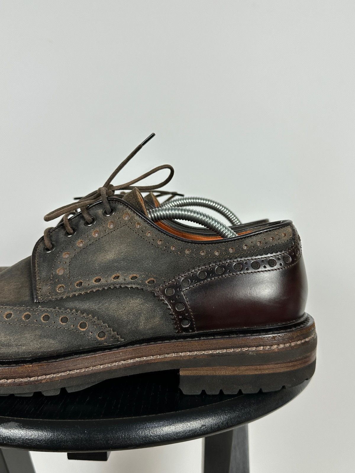 Santoni Santoni Wingtip Brogue Brown Suede Leather Shoes Size US 9.5 / EU 42-43 - 14 Thumbnail