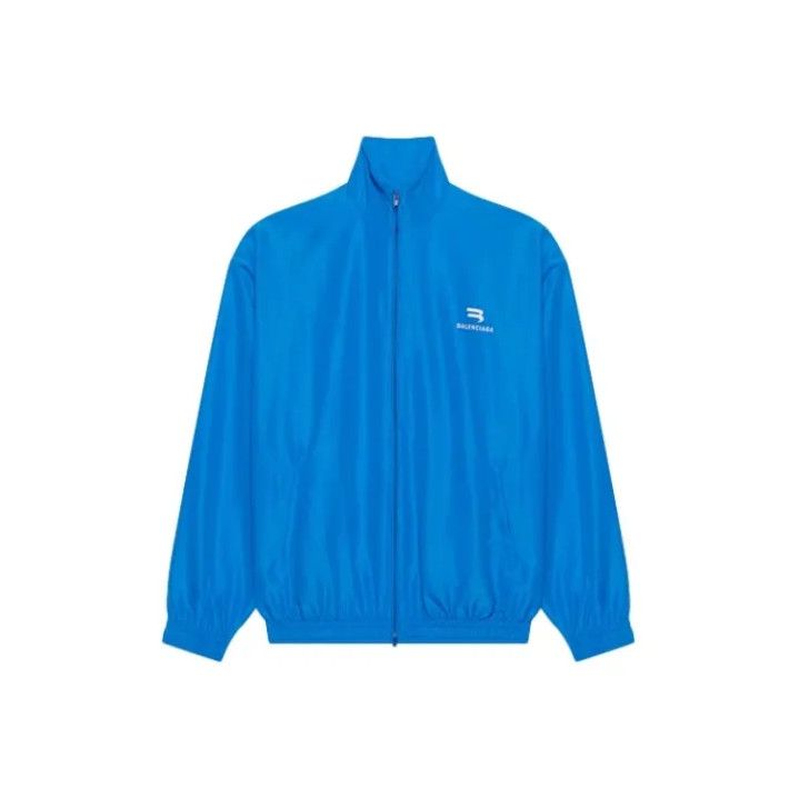 Balenciaga Blue Logo Embroidered Long Sleeve Jacket