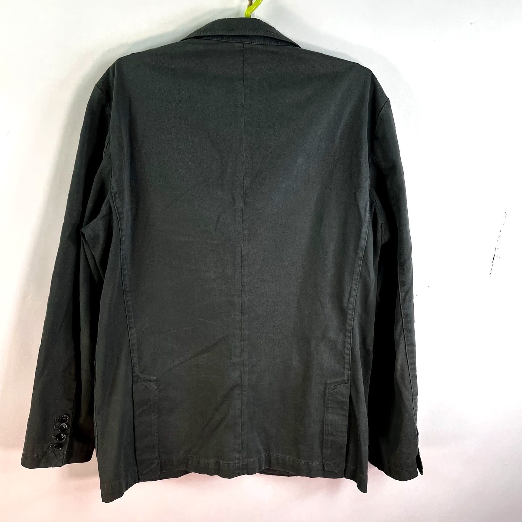Olive Hugh & Crye Cotton Blazer Mens XL Olive Green Blazer Shirt Jacket +Denim+Notch Lapel Two-Button 46 Chest Regular Fit Vintage: No Size 46R - 7 Thumbnail