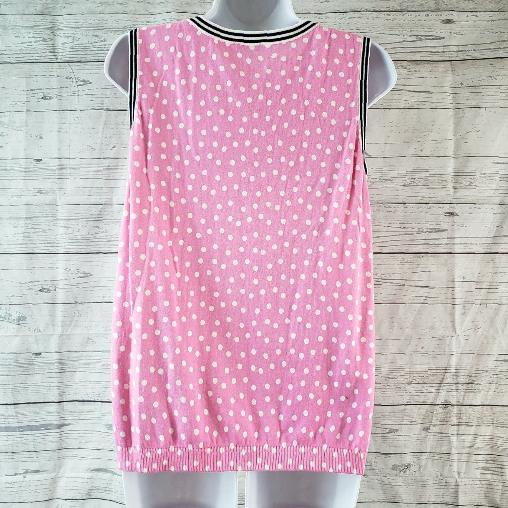 Talbots Talbots Womens Knit Tank Top X Pink Polka Dot Cotton Blend Scoop Neck Tank Shirt Womens XS? Size XL / US 12-14 / IT 48-50 - 4 Thumbnail