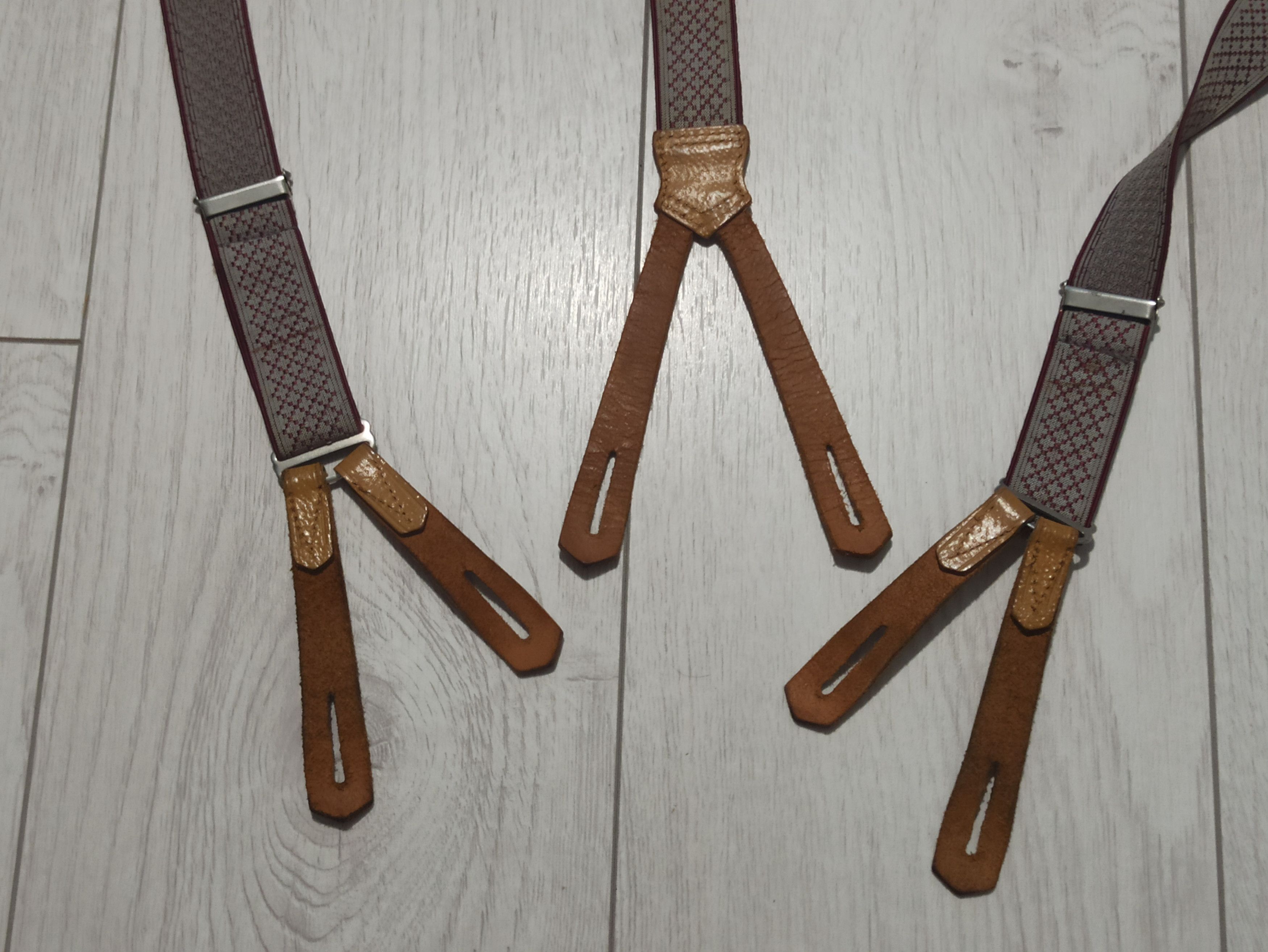 Designer Sophos Vintage Suspenders – Leather Button Ends Size ONE SIZE - 3 Thumbnail
