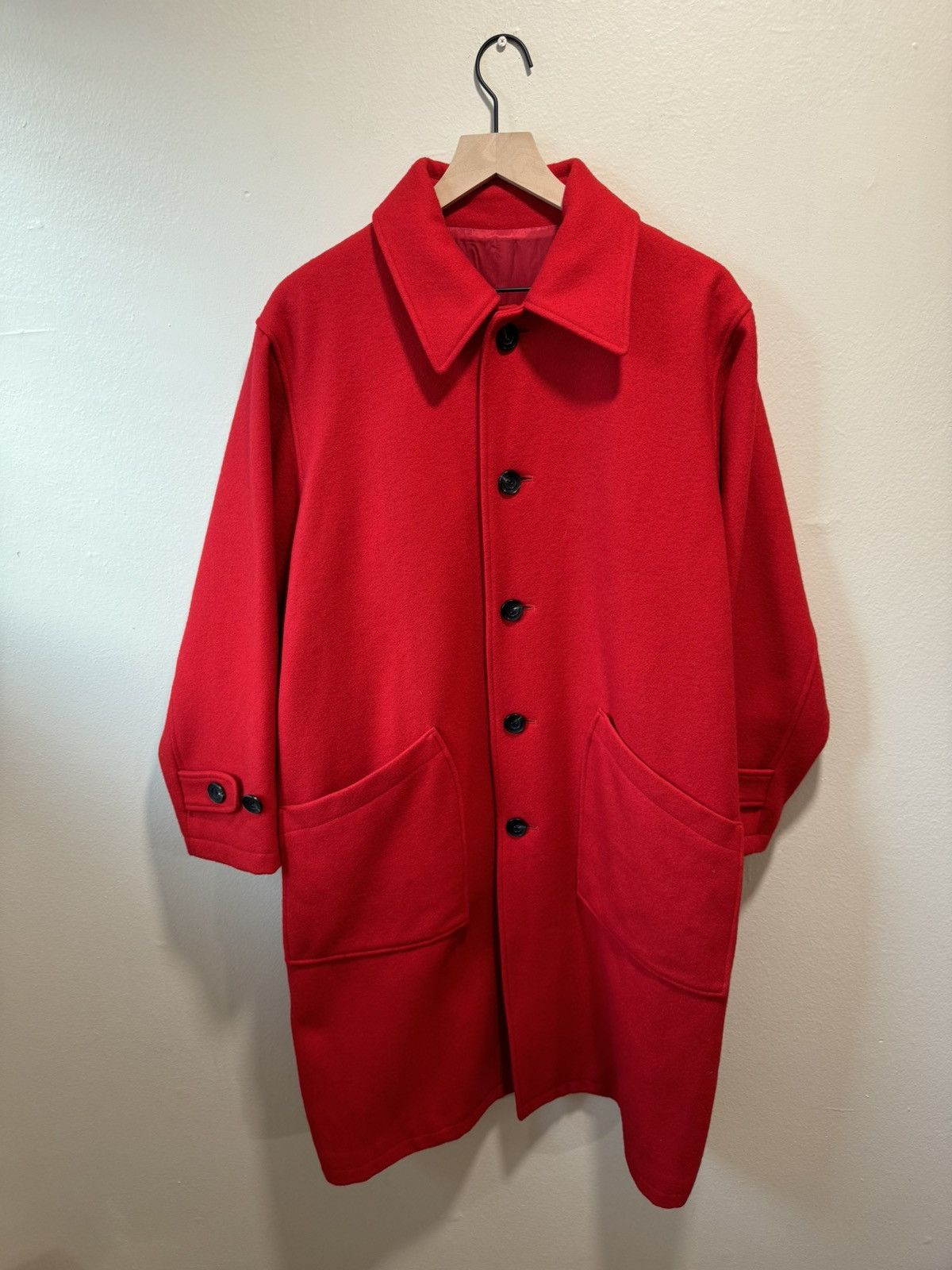 Issey Miyake iS Wool Full Length Coat Red Size US M / EU 48-50 / 2 - 2 Thumbnail