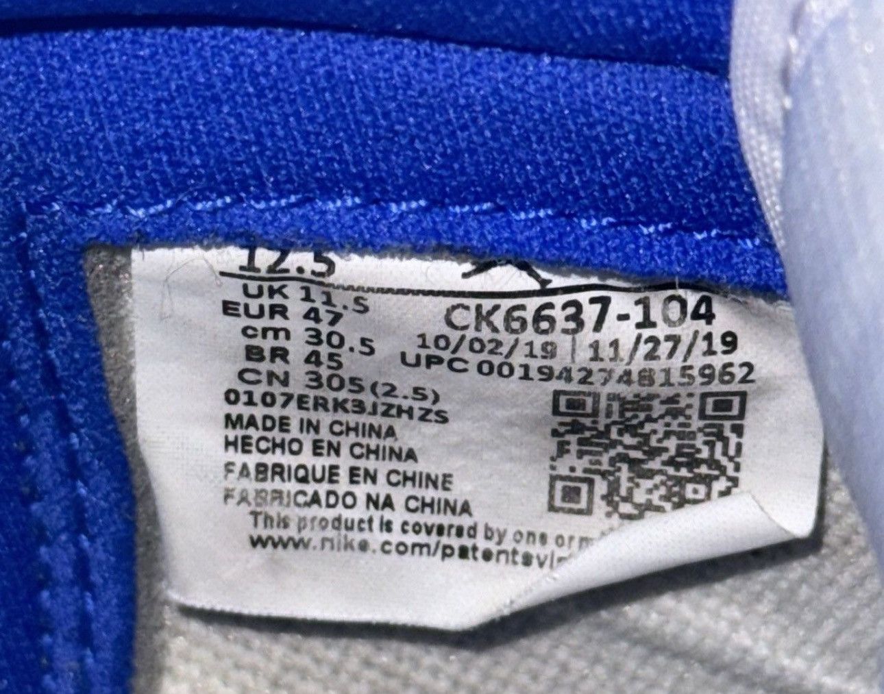 Jordan Brand Jordan 1 Retro High Zoom White Racer Blue Size US 12.5 / EU 45-46 - 6 Thumbnail