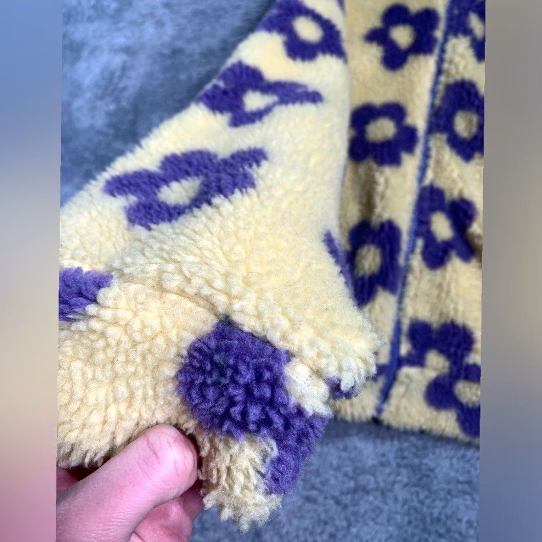 Vintage Pretty garbage Fleece Jacket Yellow Small Women S Purple Flowers Size S / US 4 / IT 40 - 4 Thumbnail