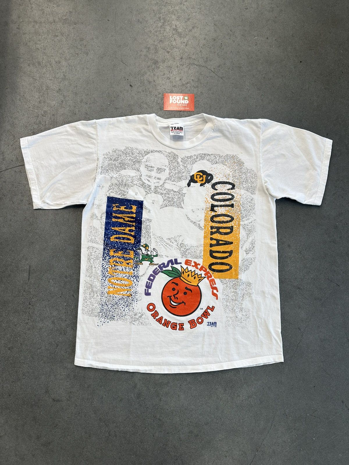 90s Vintage Notre Dame Vs Colorado Orange Bowl Tee