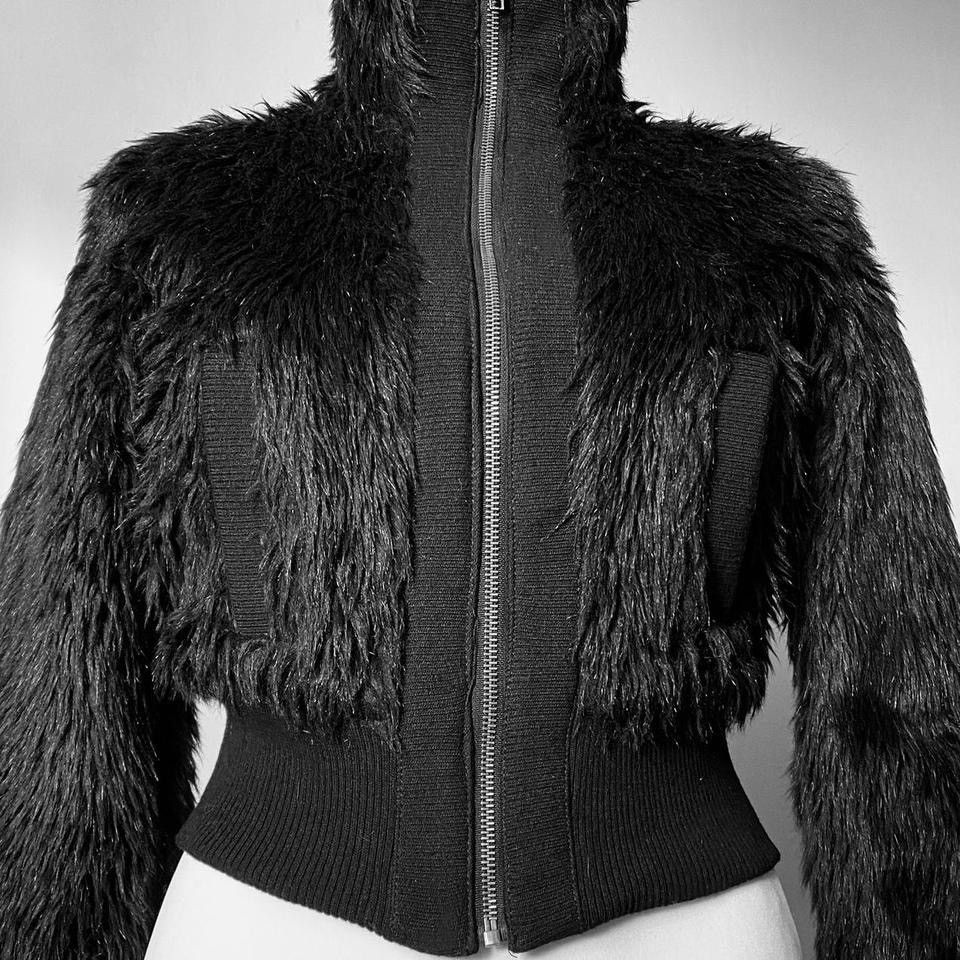 Vintage Avant - Garde faux fur fitted hoodie jacket Size S / US 4 / IT 40 - 4 Thumbnail