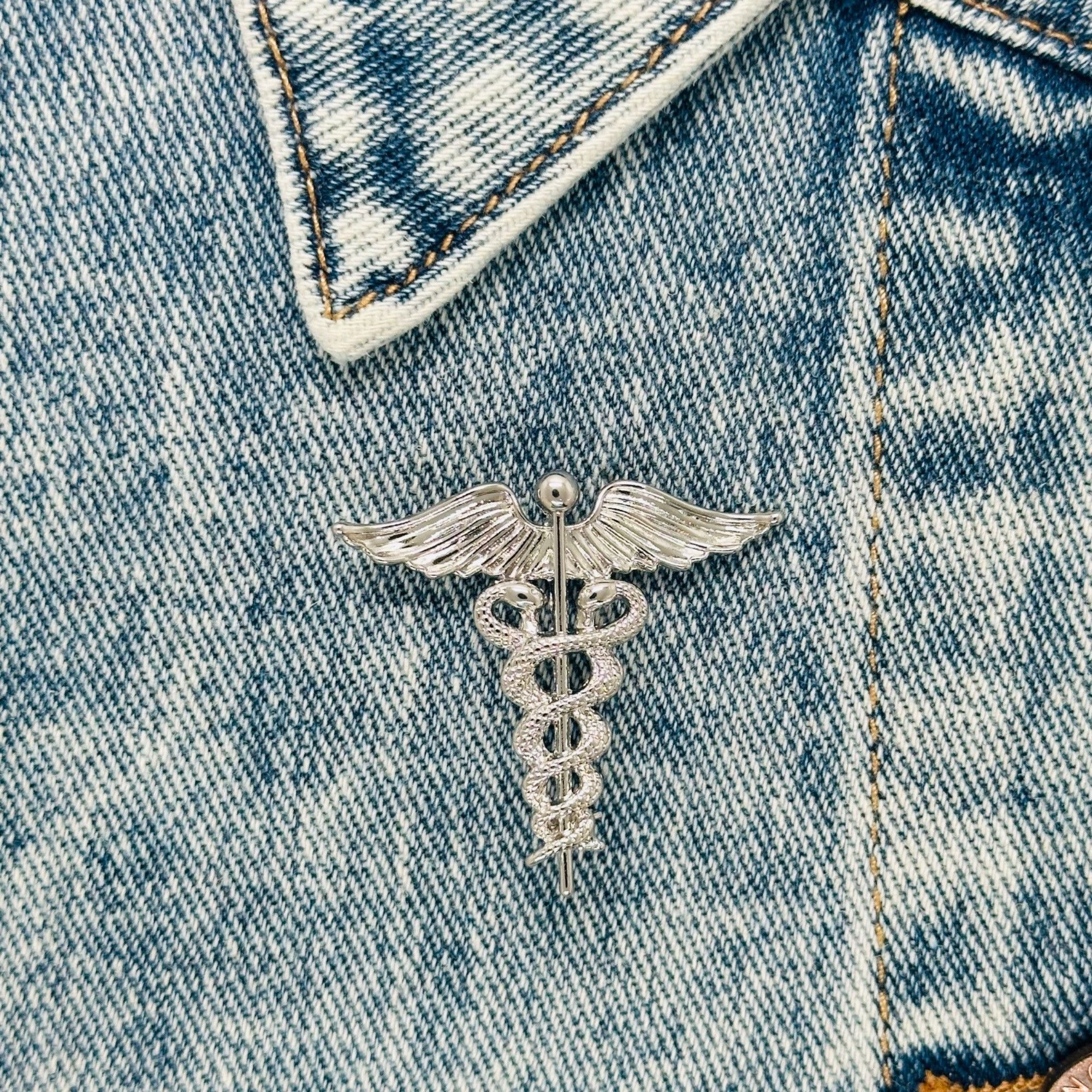 Other New Brooch Caduceus Elegance Silver Lapel Pin Medical Symbol Size ONE SIZE - 2 Thumbnail