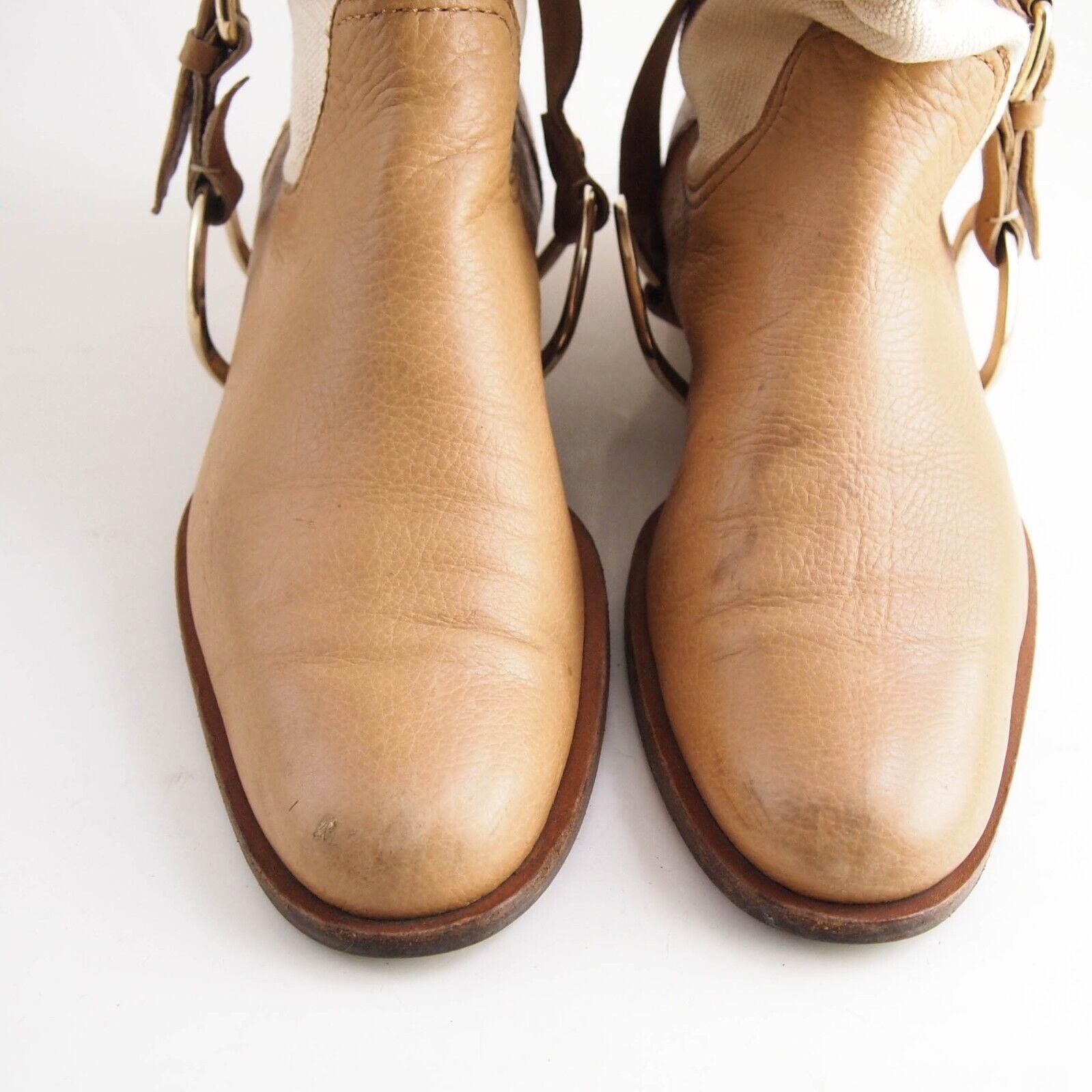 Celine Celine Slouch Equestrian Boots Leather Canvas US 7 EU 37 C Size US 7 / IT 37 - 6 Thumbnail