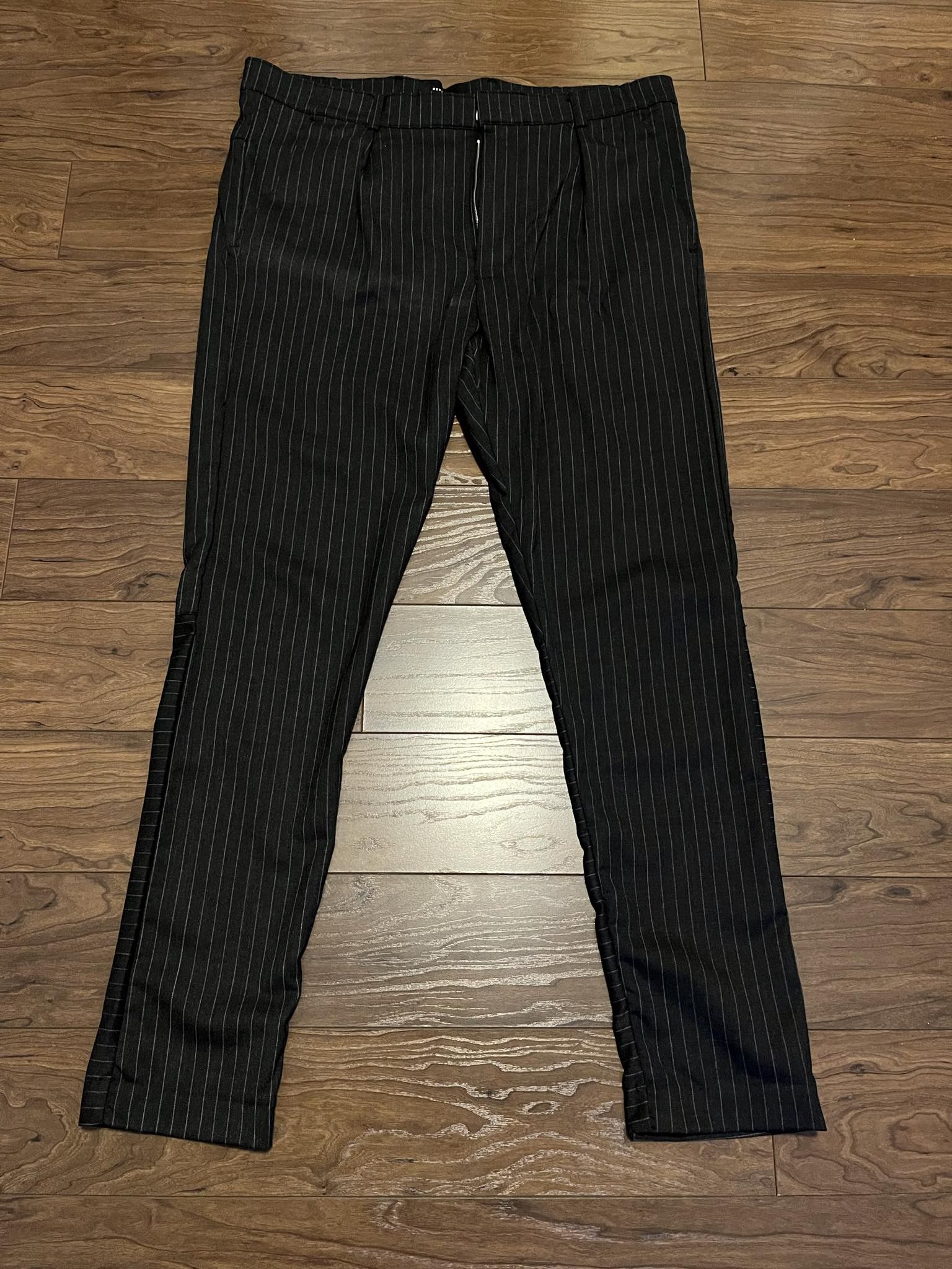 image of Represent Clo Pinstripe Smoking Trousers Aw16 in Black, Men's (Size 36)