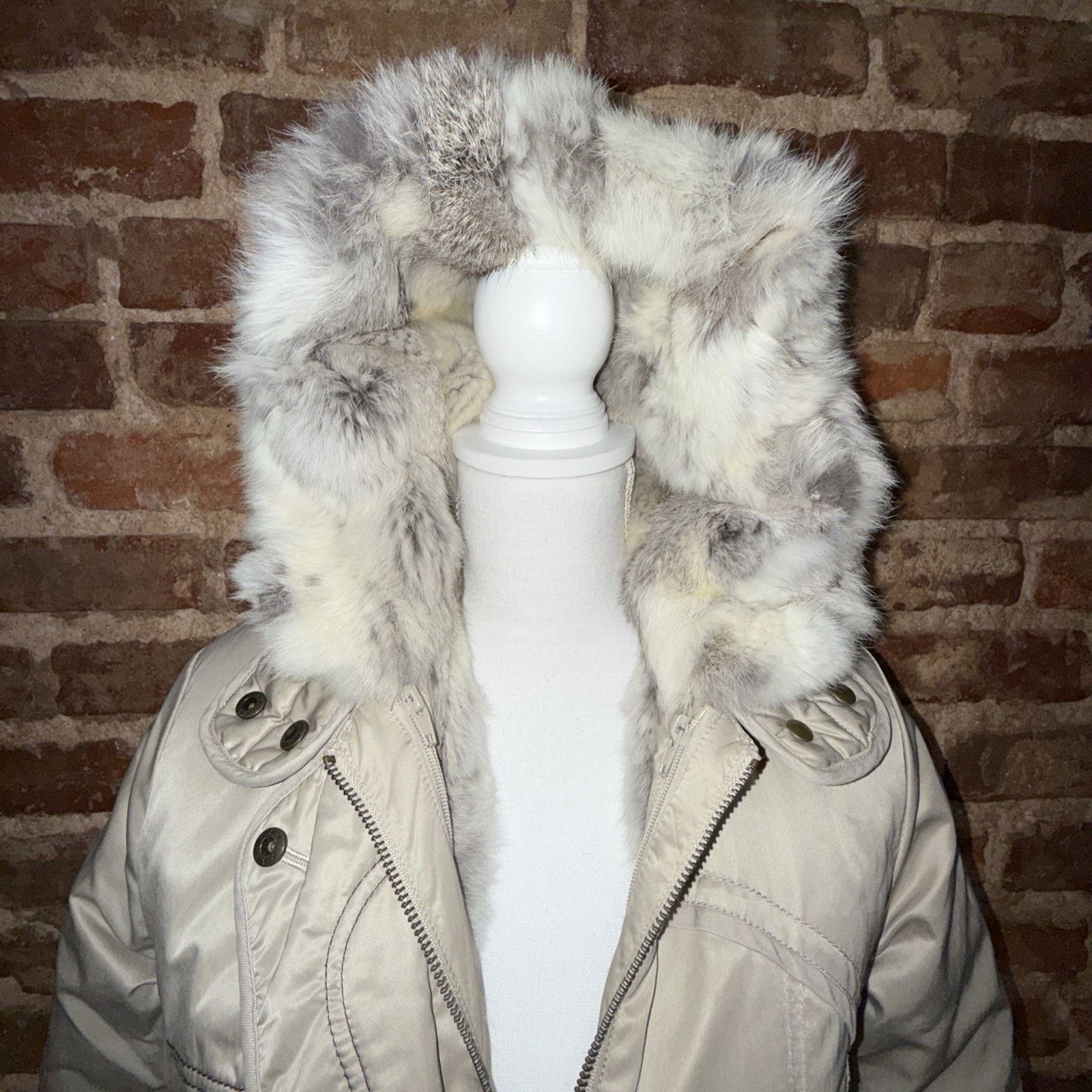 & Other Stories The Day Girls Women's Size Sm Rabbit Fur Hooded Parka Beige Size S / US 4 / IT 40 - 2 Thumbnail