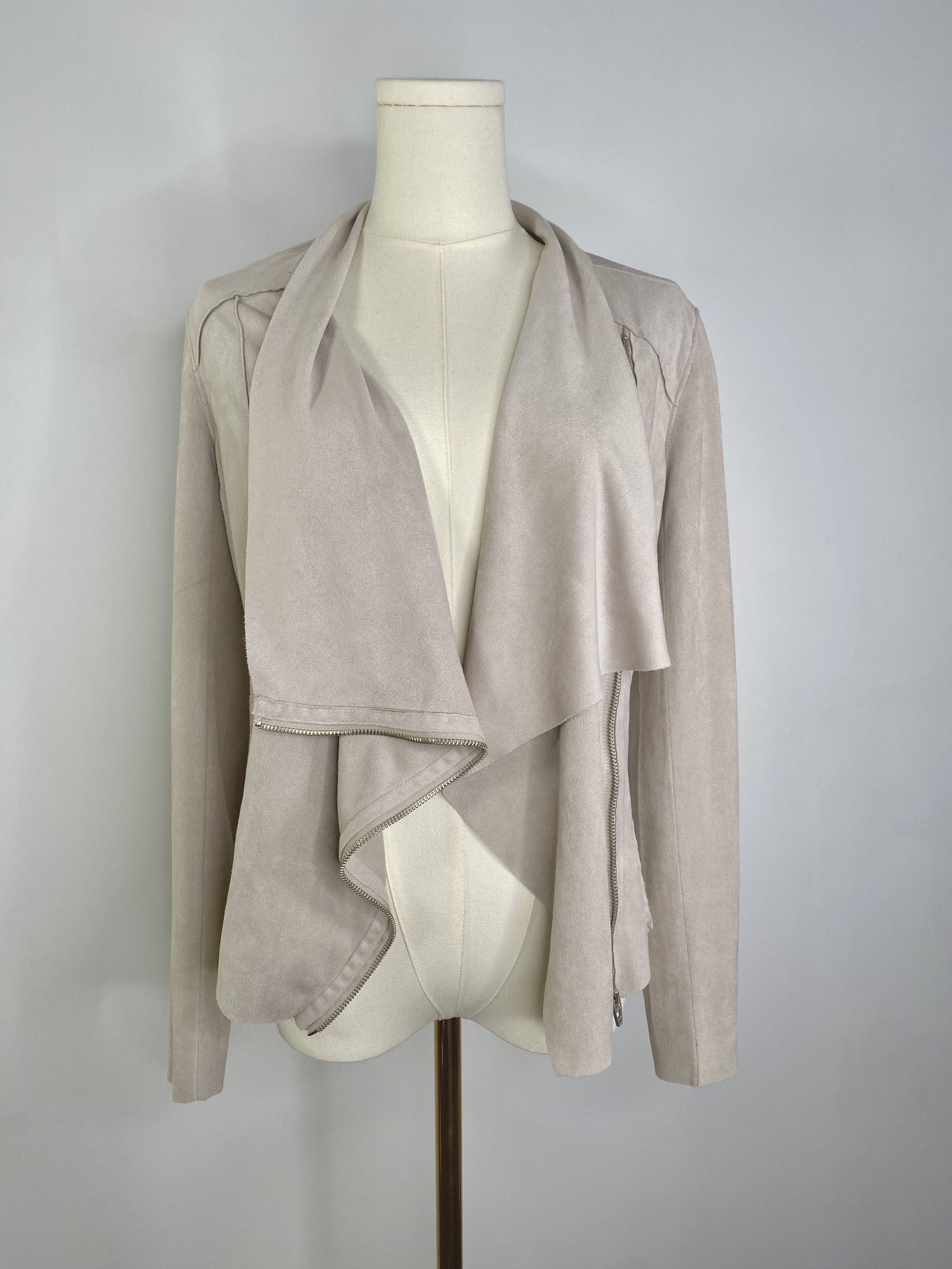 Vintage BlankNYC - Grey Mimicked Suede Drape Coat Size M / US 6-8 / IT 42-44 - 4 Thumbnail