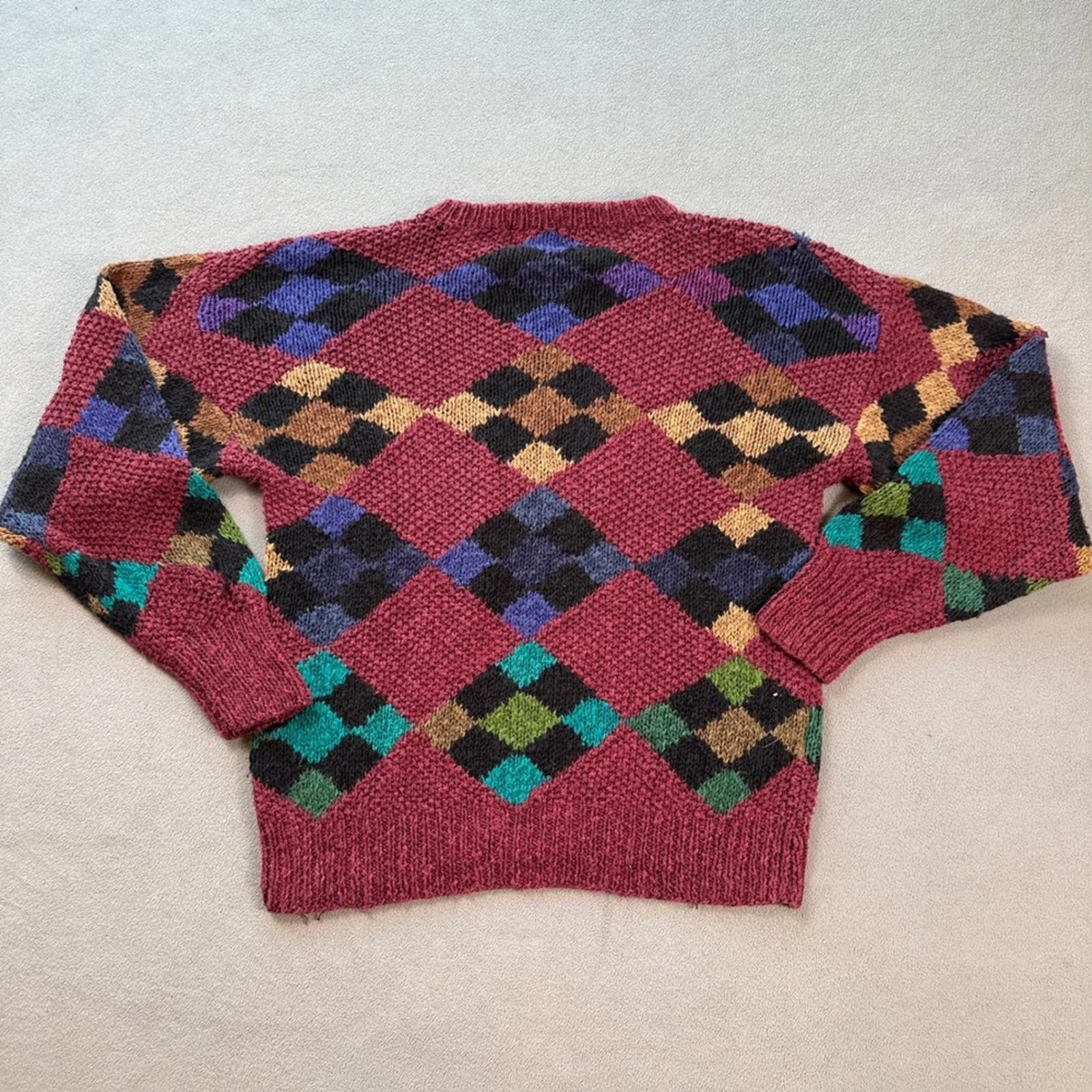 Boston Traders Boston Traders Mens Argyle Knit Sweater Chunky Burgundy Size US S / EU 44-46 / 1 - 4 Thumbnail