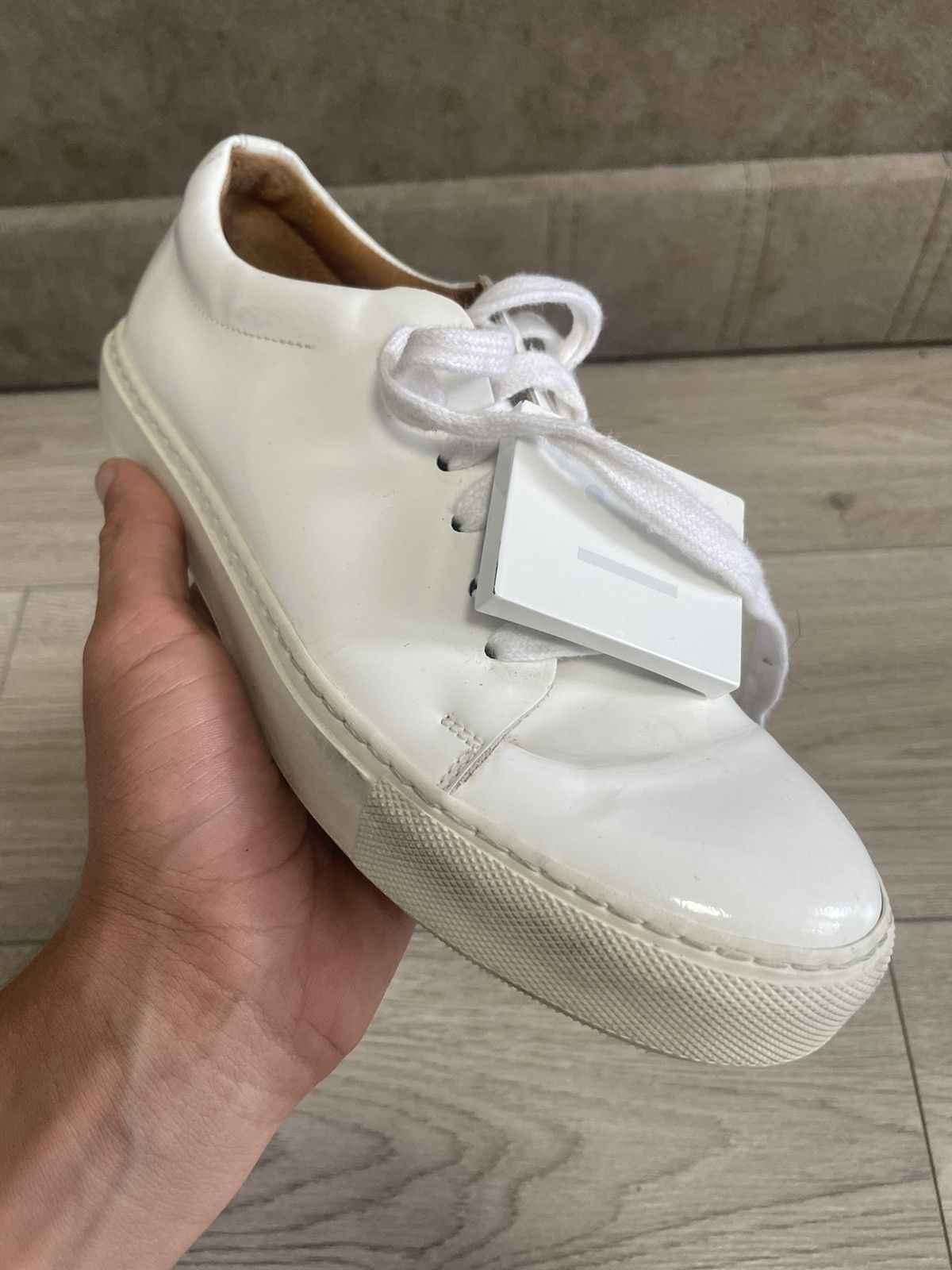 Acne Studios Acne Studios Adriana Patent White Low-Top Sneakers Size US 7 / IT 37 - 4 Thumbnail