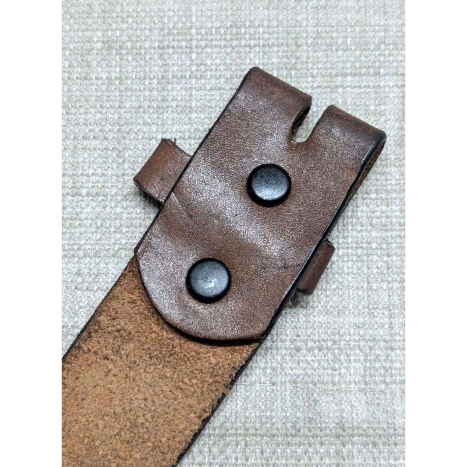 Vintage VINTAGE American Eagle belt Western belt 42 Leather Brown 1-3/8" Regular Men's Belt Cowboy USA Size 42 - 7 Thumbnail