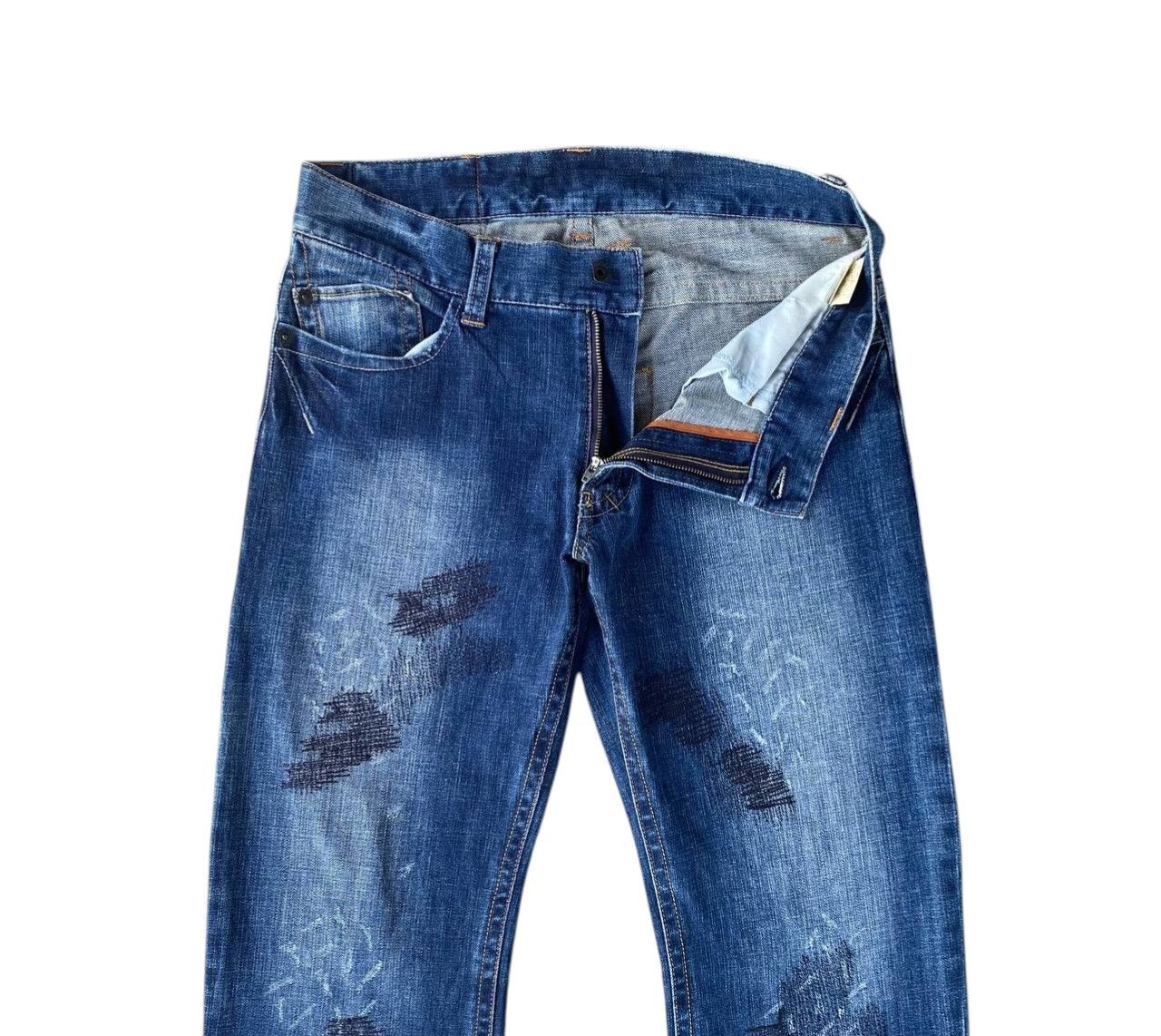 291295=Homme JAPAN 291295=HOMME Curved Leg Grunge Aesthetic Repair Denim Size US 30 / EU 46 - 5 Thumbnail