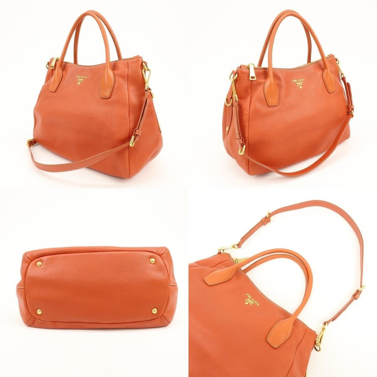 Prada Prada Vitello Daino Shoulder Bag Orange Size ONE SIZE - 3 Thumbnail