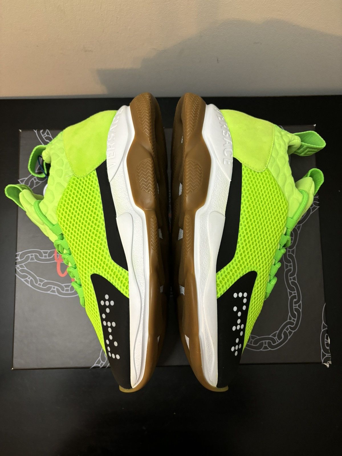 Versace Cross Chainer Chain React Trainers Fluo Green