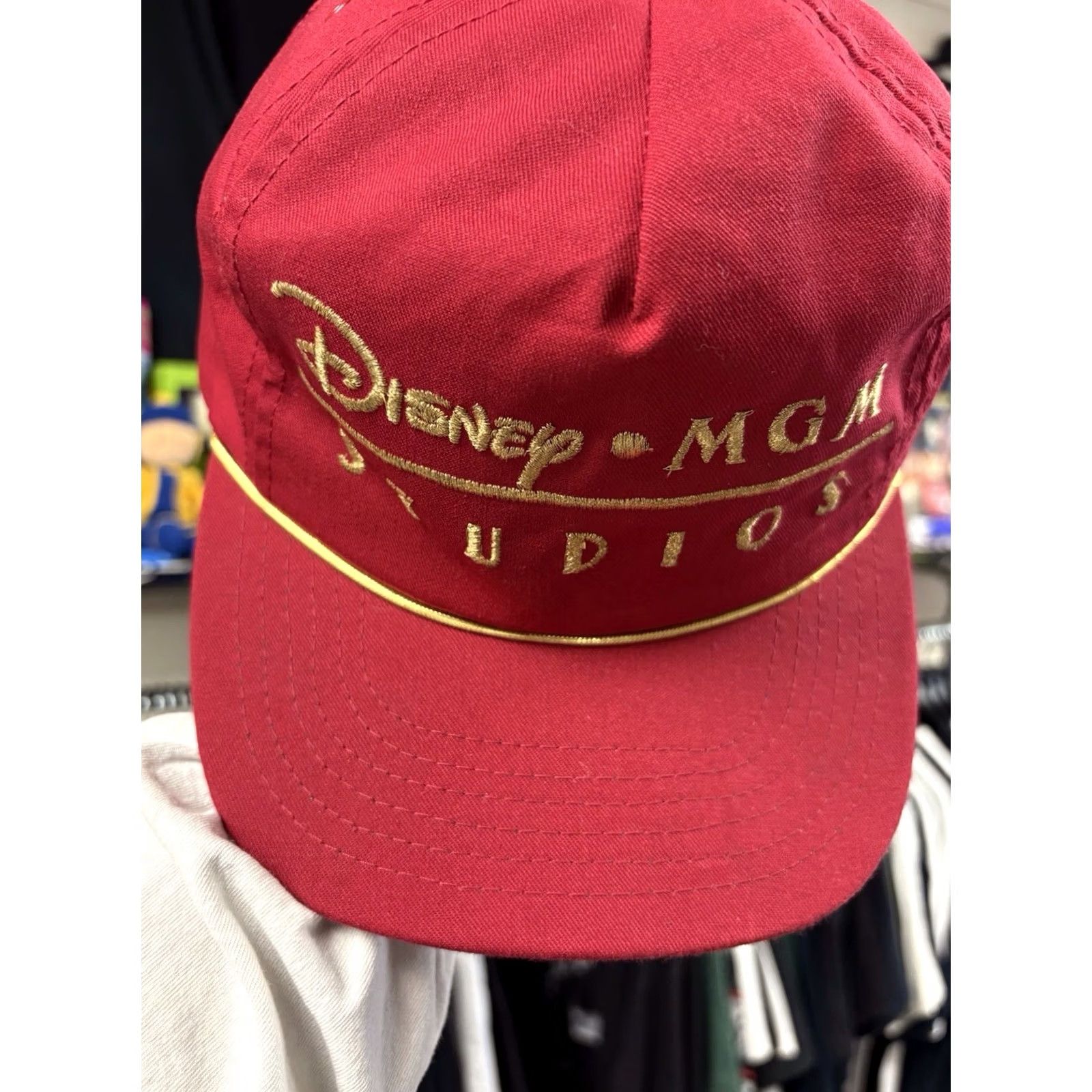 Disney VINTAGE Disney MGM STUDIOS TRUCKER HAT RED/MAROON GOLD EMBROIDERED USA MADE One Size Adult Unisex Size ONE SIZE - 3 Thumbnail