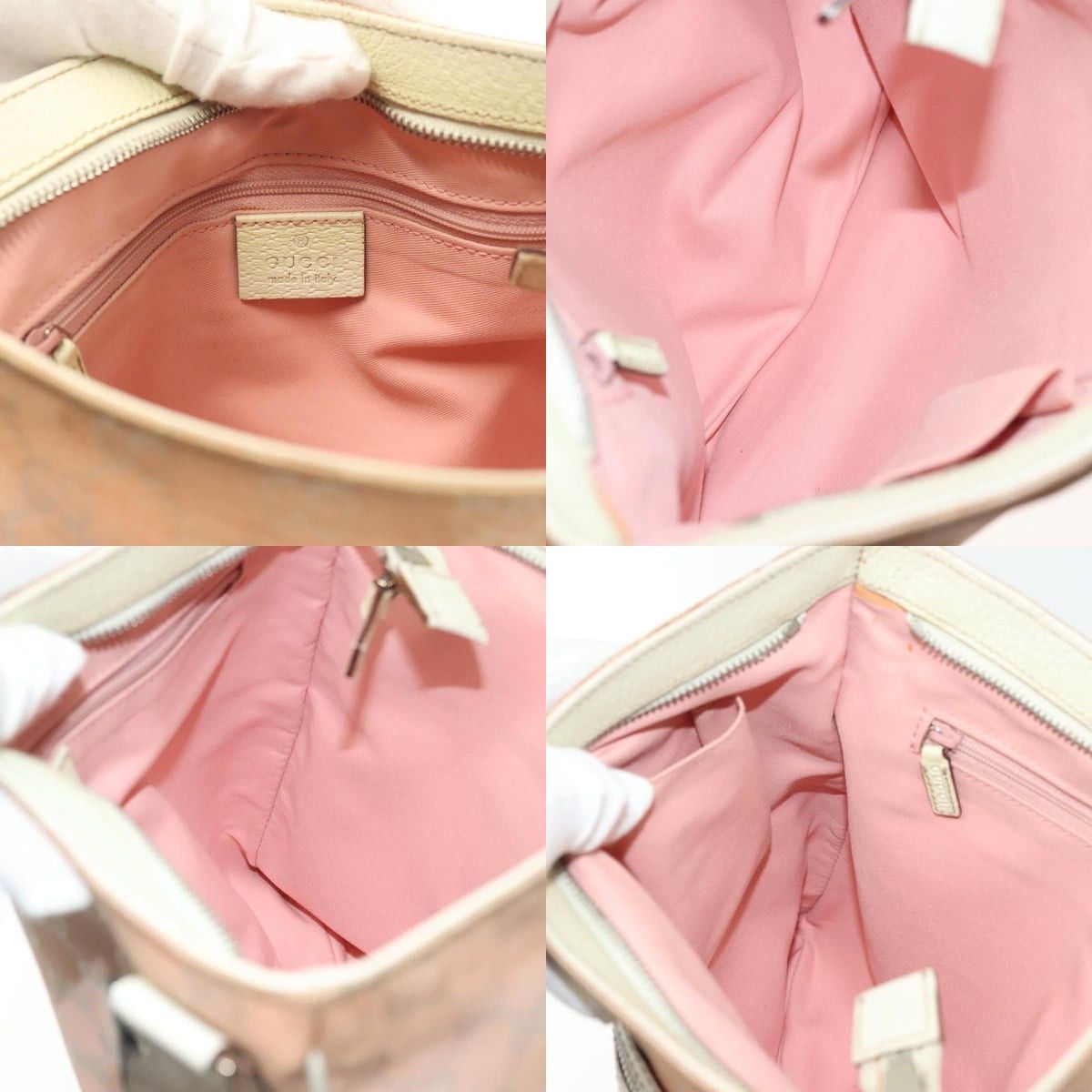 Gucci GUCCI GG Canvas Sherry Line Shoulder Bag Pink Silver Khaki Size ONE SIZE - 12 Thumbnail