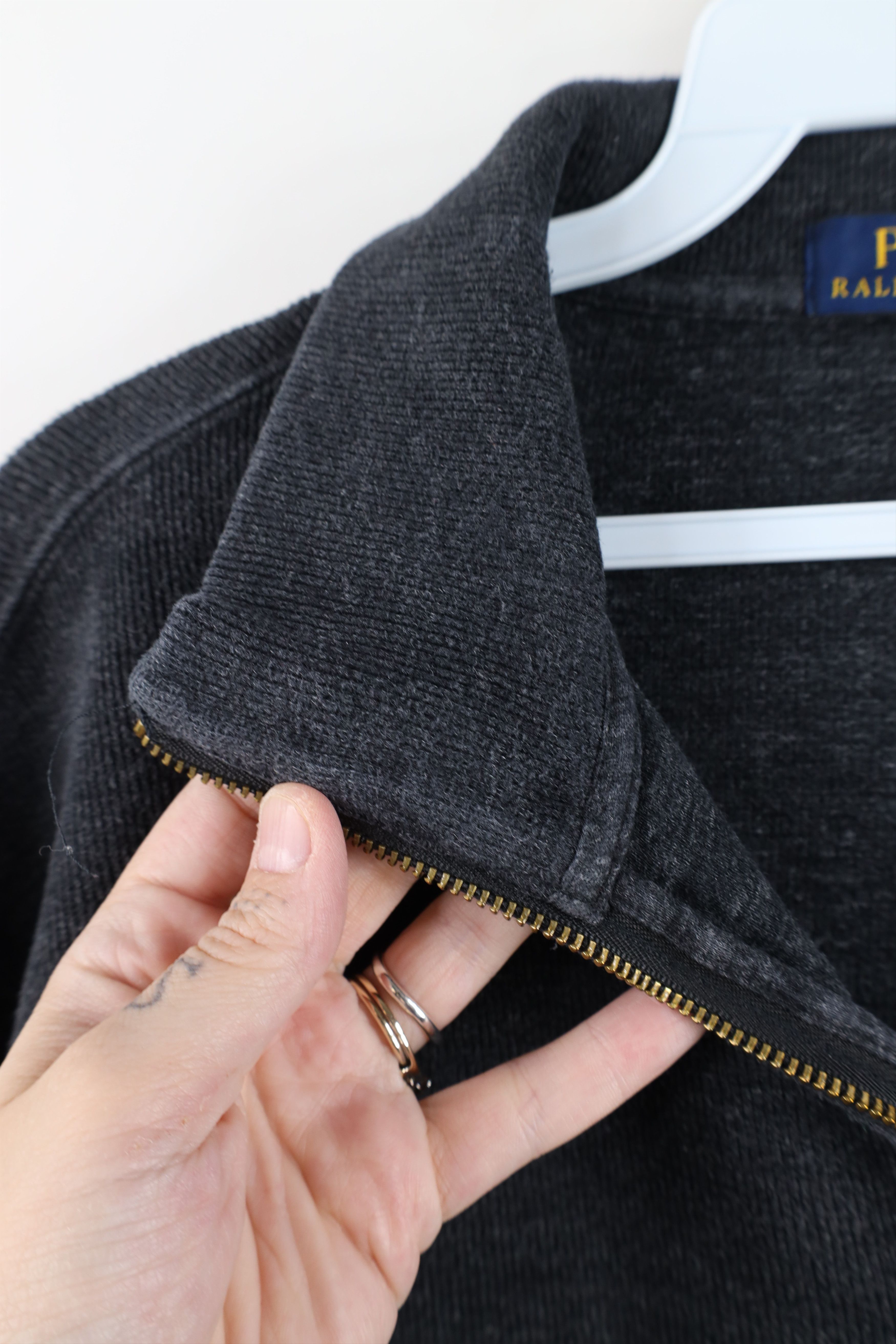Ralph Lauren Vintage Ralph Lauren Ribbed Knit Half Zip Sweater Gray Size US L / EU 52-54 / 3 - 6 Thumbnail