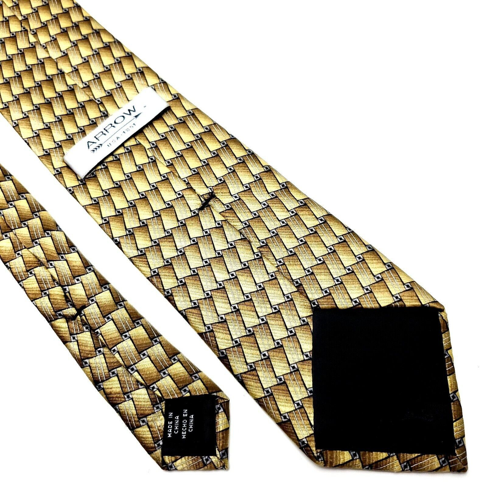 Arrow Arrow Silk Tie Print Geometric Tan Long Size ONE SIZE - 5 Thumbnail