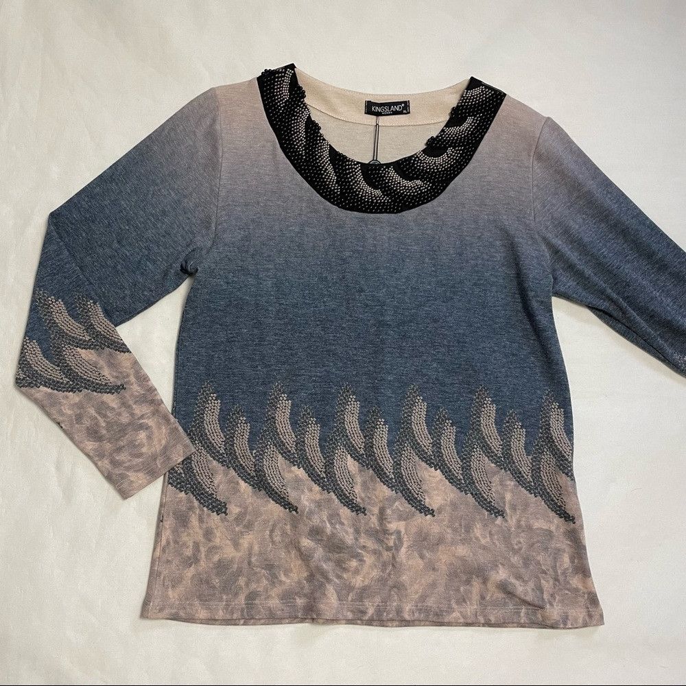 Other NWT New Kingsland Blue Beige Viscose Top Size M Size M / US 6-8 / IT 42-44 - 9 Thumbnail
