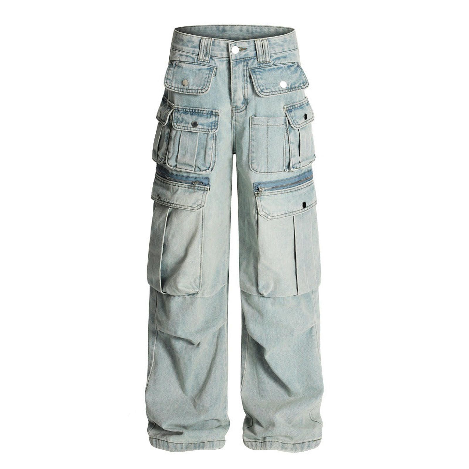 Other Black Multi Pocket Wide Leg Cargo Jeans Size US 30 / EU 46 - 5 Thumbnail