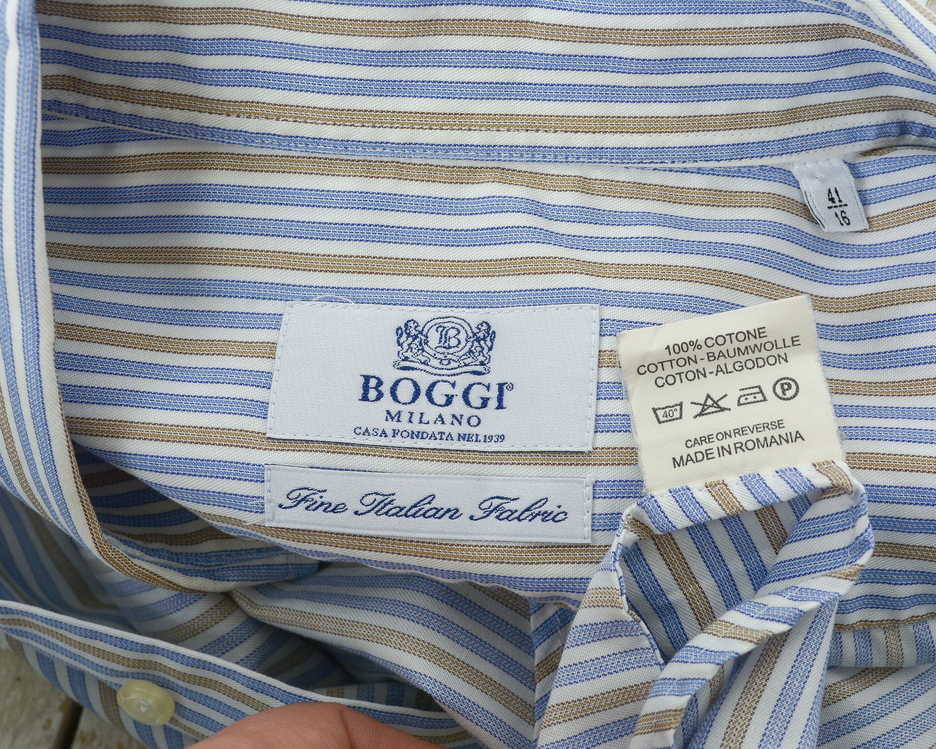 Boggi BOGGI MILANO Luxus 16" Size 41 Formal Shirt Casual L Size 40R - 5 Thumbnail