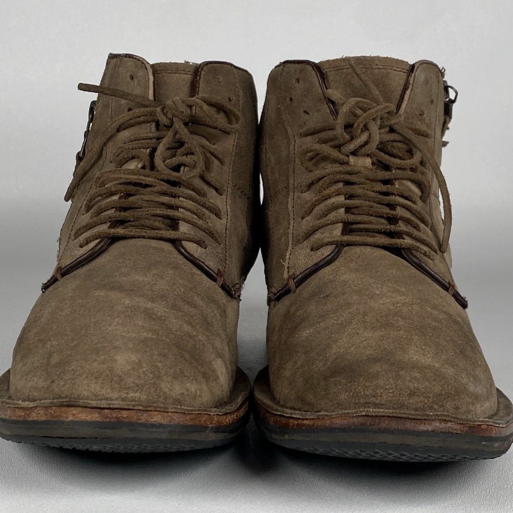 John Varvatos John Varvatos Barrett Boots Mens Leather Lace Up Ankle Chukka Bootie 10.5 Brown Rubber Burnished Toe Exposed Zippers M Contribution Size US 11 / EU 44 - 2 Thumbnail