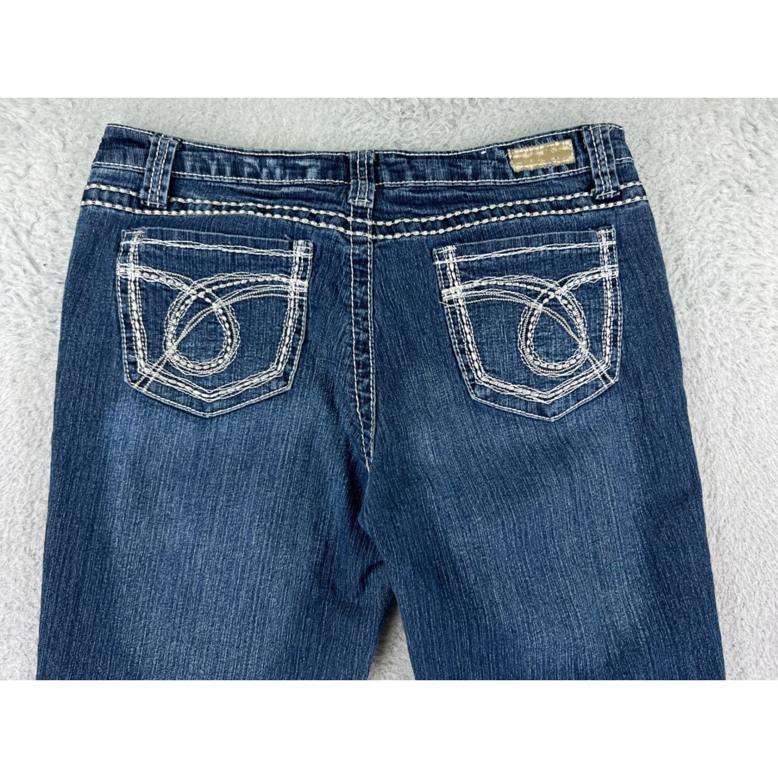 Denime Kaba Jeans Jeans Women Blue Denim Bootcut Distressed Embroidered Cotton Stretch 5-Pocket Regular Inseam 26.5 in 28 Waist Size 32" / US 10 / IT 46 - 3 Thumbnail