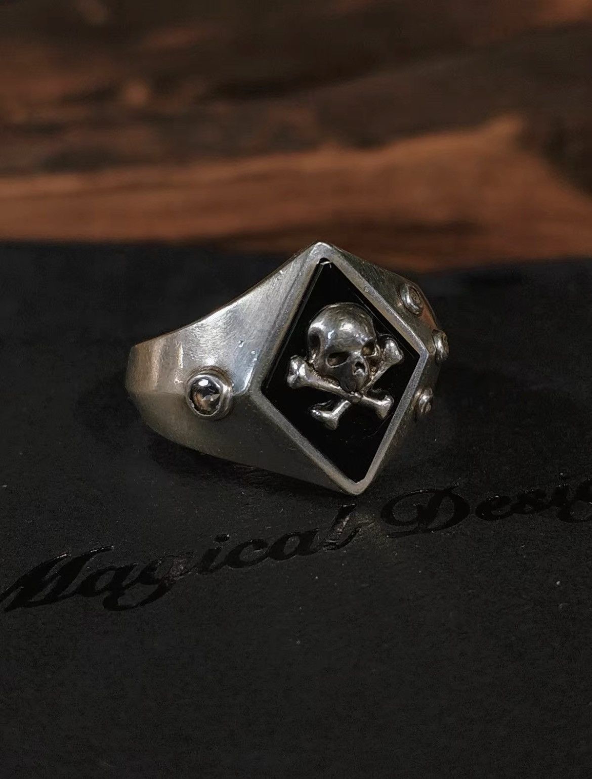 Magical Design Magical Design Hideo Uchiyama Black Agate Skull Silver Ring Size ONE SIZE - 1 Thumbnail