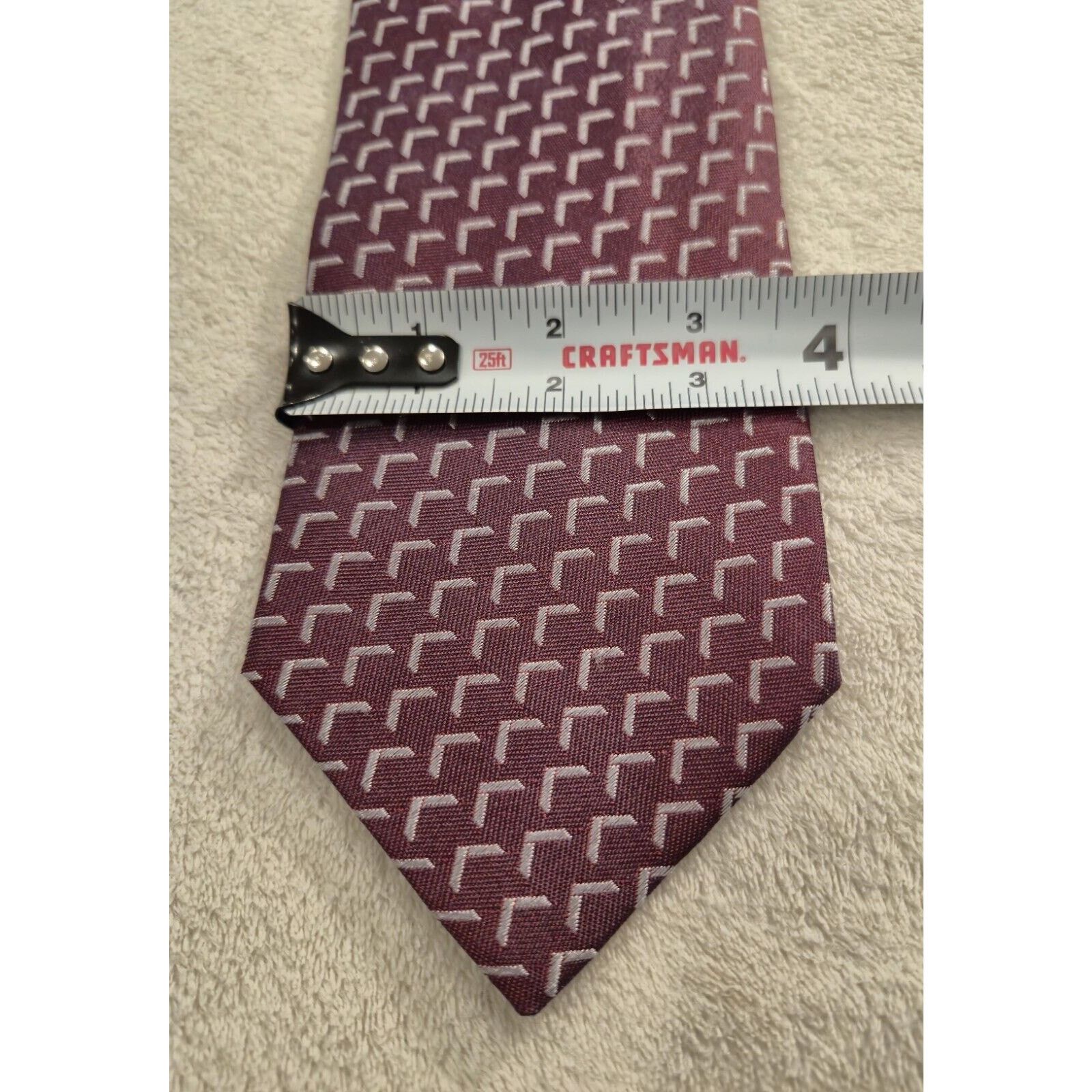 Giorgio Armani Giorgio Armani Necktie Italy Maroon Geometric Silk Men's Size ONE SIZE - 6 Thumbnail