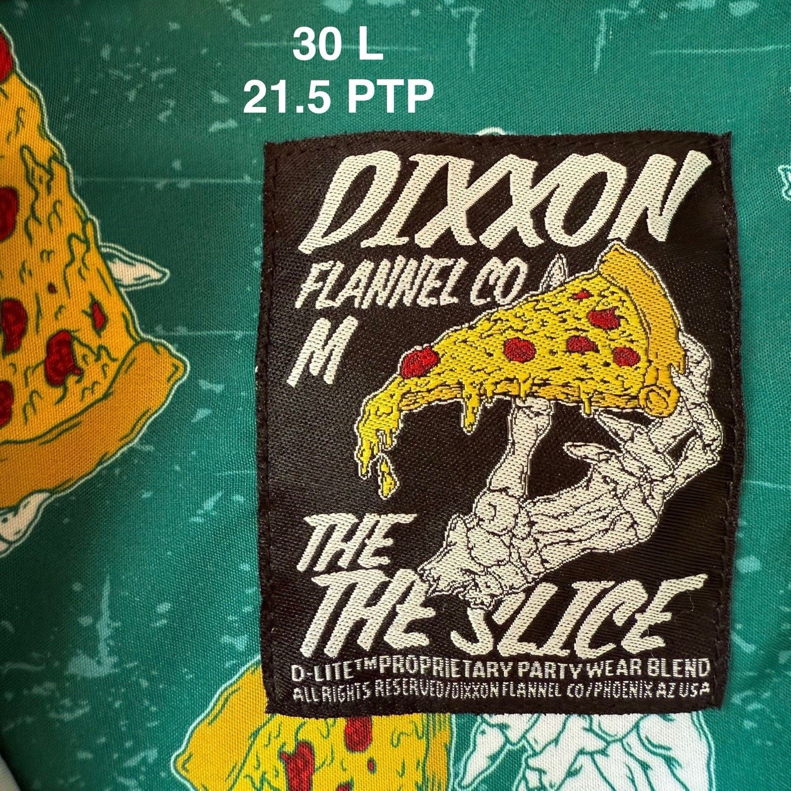 Dixxon Dixxon Shirt M Green The Slice Pizza Short Sleeve Button Up Size US M / EU 48-50 / 2 - 5 Thumbnail