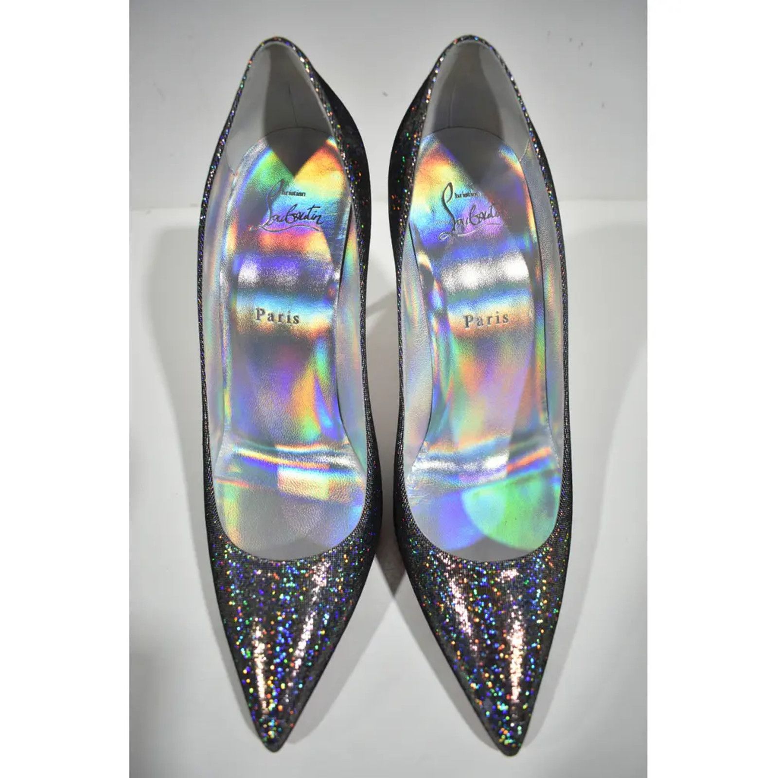 Christian Louboutin Kate 100 Silver Suede Disco Stiletto Pointed Heel Pump 40 Size US 10 / IT 40 - 7 Thumbnail
