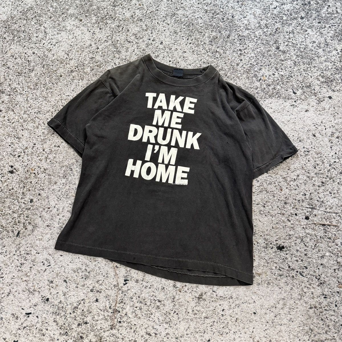 Vintage 90s Take Me Drunk I'm Home Thrashed Faded Shirt ERD Grunge Size US L / EU 52-54 / 3 - 5 Thumbnail