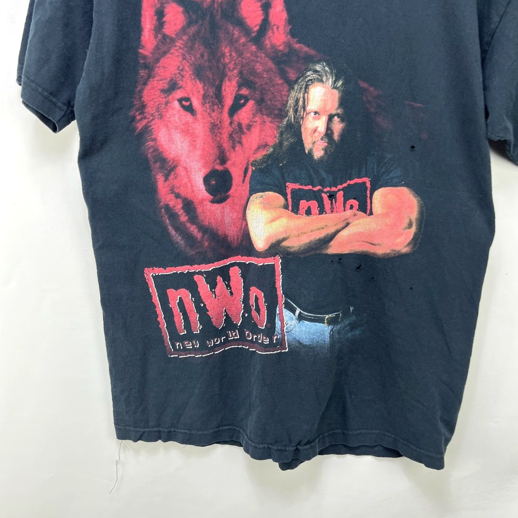 Vintage VINTAGE NWO Kevin Nash T Shirt WCW 90s Large Black Cotton Polyester Graphic Print Skull 90s Men T-Shirt WCW Mens Size US L / EU 52-54 / 3 - 2 Thumbnail