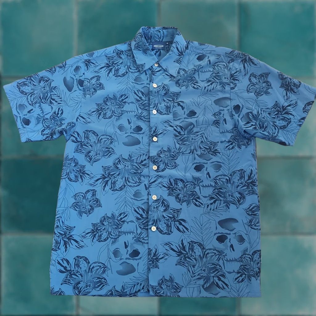 Sideout Sideout Shirt Mens M Men Short Sleeve Pocket Blue Black Floral Dress Size Size 40R - 1 Thumbnail