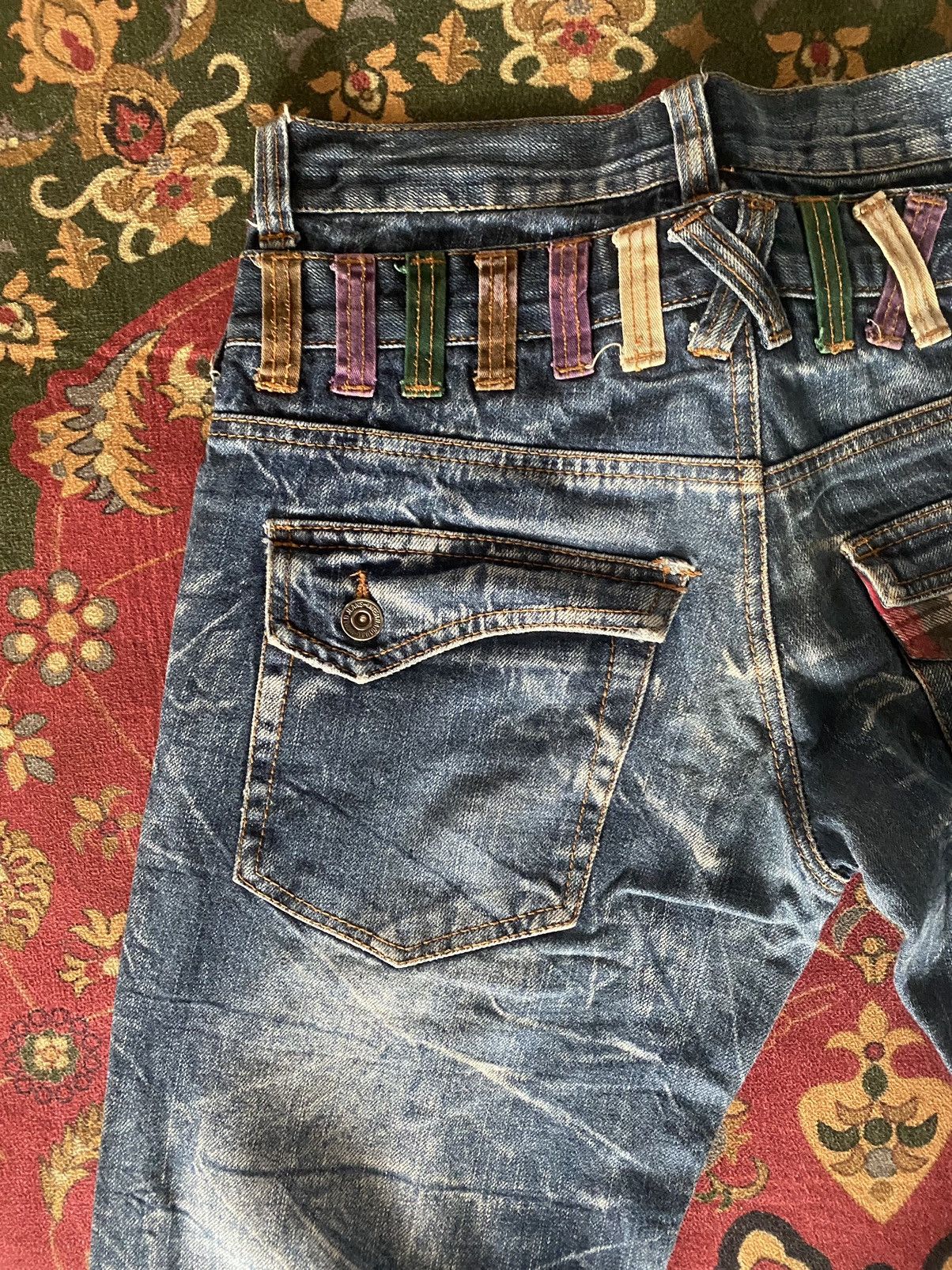 Hysteric Glamour × Japanese Brand × Vintage 🔥RARE🔥Vintage Nylaus Jeans Double Waist Lightning Style Size US 31 - 6 Thumbnail