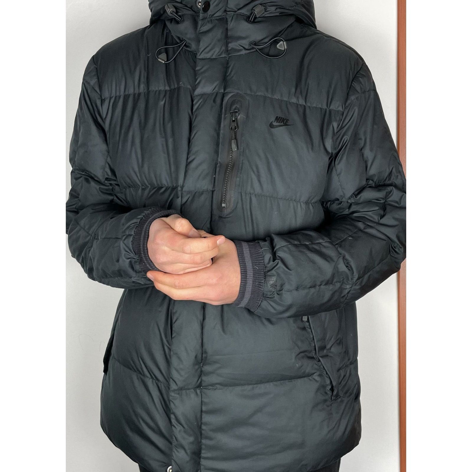 Nike × Vintage Nike Adult Black Long Sleeve Hooded Full Zip Puffer Jacket M Size US M / EU 48-50 / 2 - 2 Thumbnail