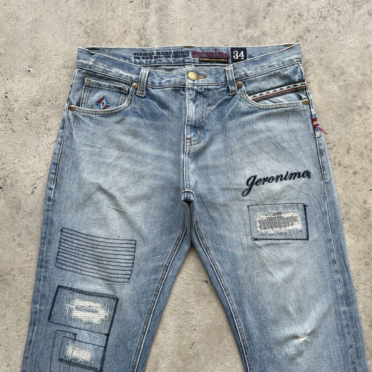 Vintage Vintage Geronimo Faded Distressed Jeans Pants Denim W34 Size US 34 / EU 50 - 3 Thumbnail