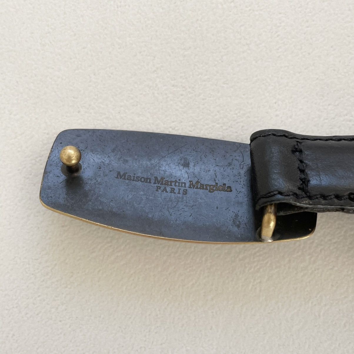 Maison Margiela Mid 2000s ‘Distressed Brass Buckle’ Belt Size 36 - 18 Thumbnail