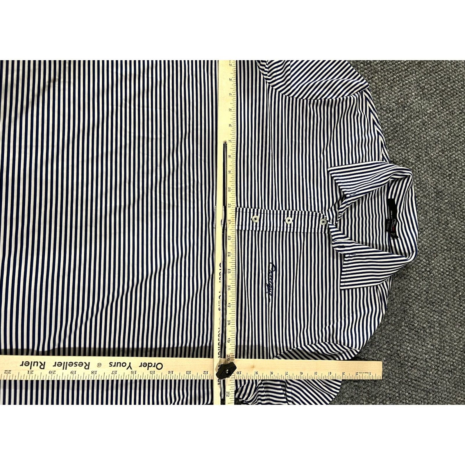 RLX Ralph Lauren RLX Ralph Lauren Polo Shirt Mens Large Blue White Striped Stretch Performance Golf Casual Shirt Size US L / EU 52-54 / 3 - 5 Thumbnail