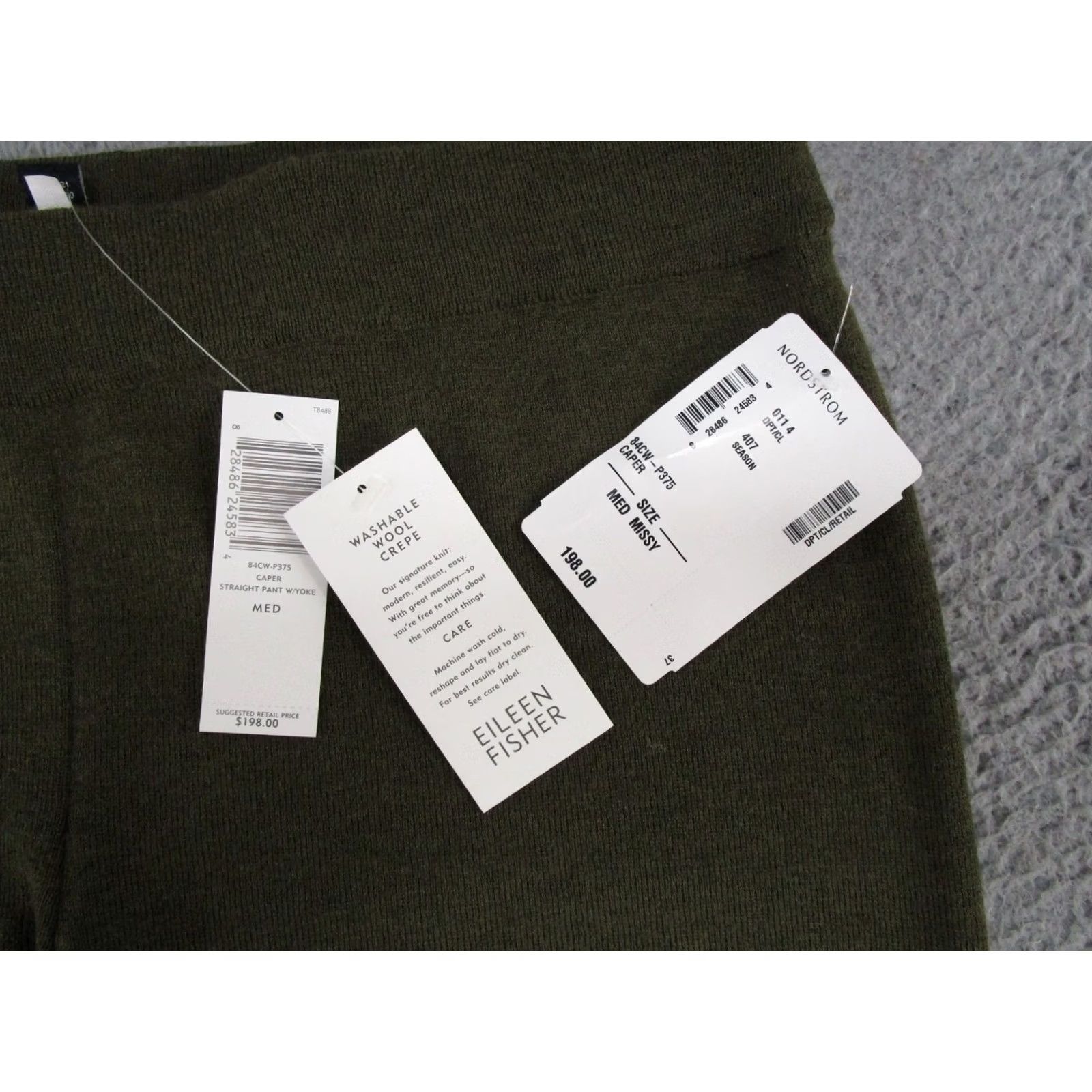 Eileen Fisher NWT Eileen Fisher Pants Womens M Washable Wool Crepe Straight Leg Caper Green Size 32" / US 10 / IT 46 - 2 Thumbnail