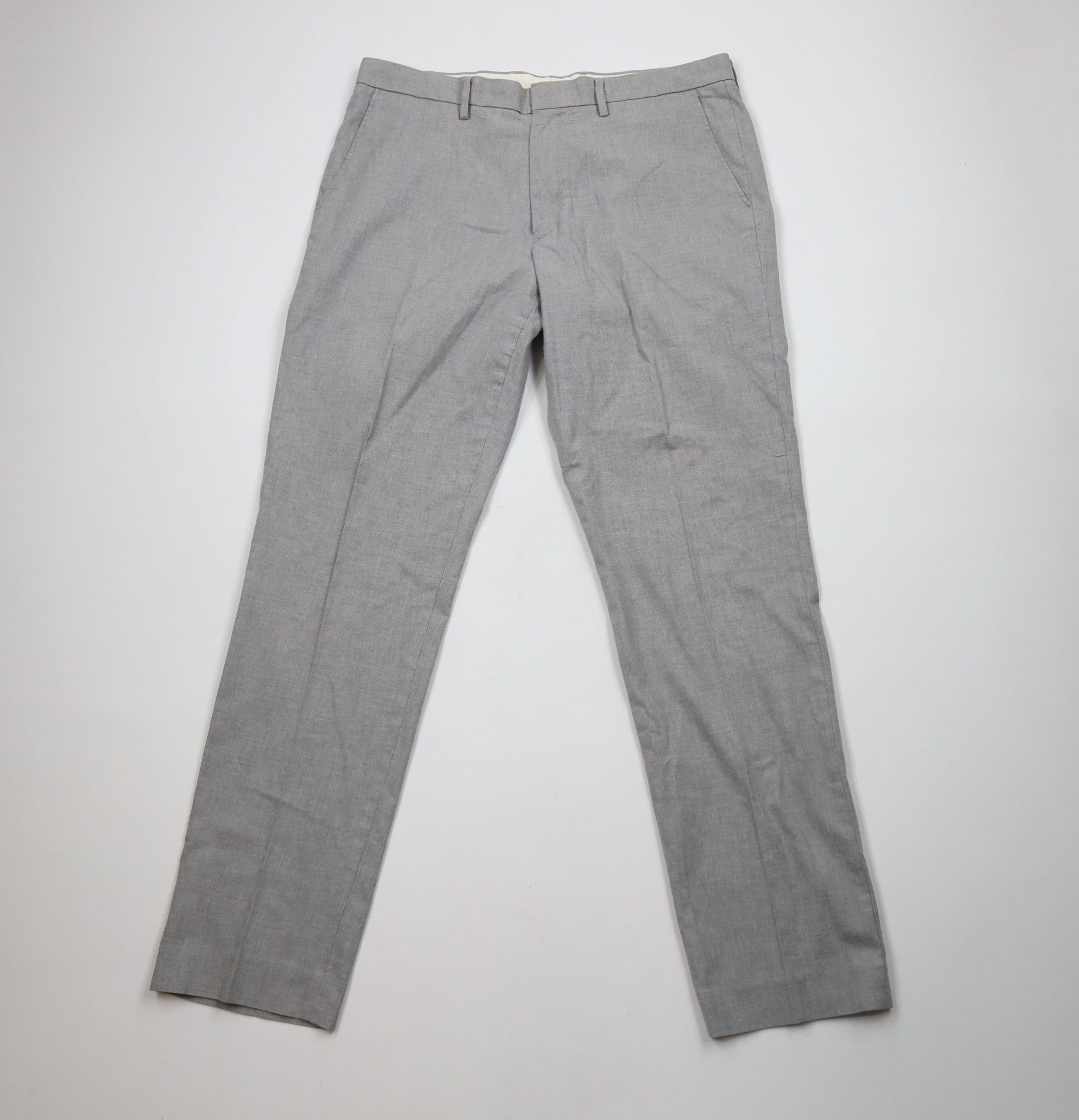 J.Crew × Vintage J Crew Bowery Fit Chambray Chinos Trousers Pants Gray Cotton Size US 35 - 1 Thumbnail